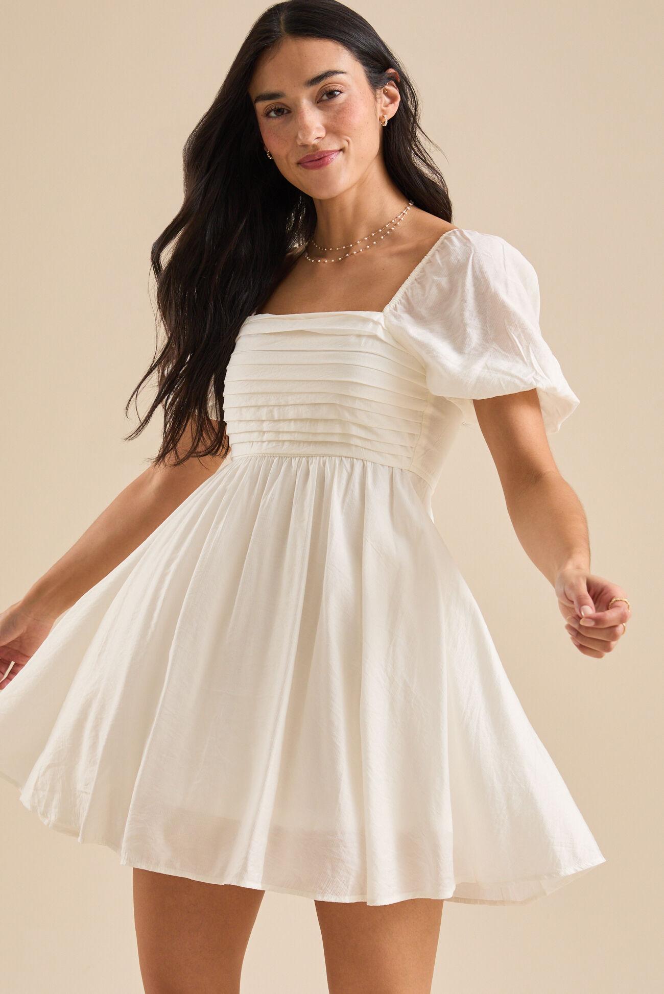 Amalia Puff Sleeve Pleated Dress Product Image