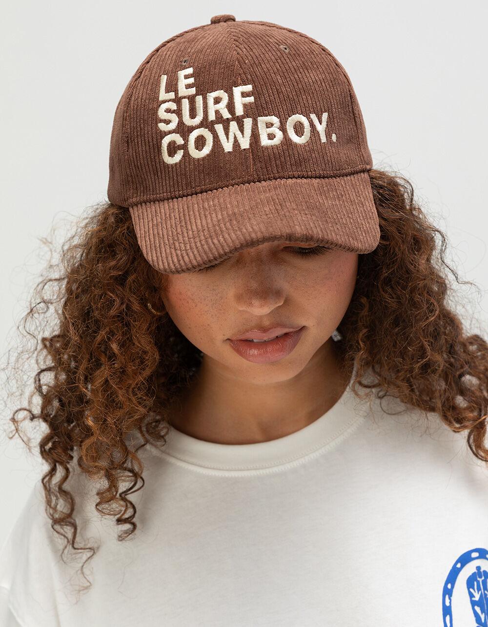 LE SURF Cowboy Womens Corduroy Strapback Hat - BROWN Product Image
