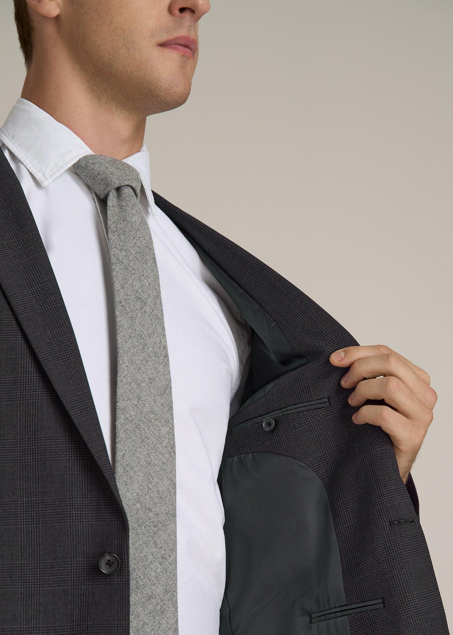 Suit Jacket for Tall Men in Charcoal Plaid Male Product Image