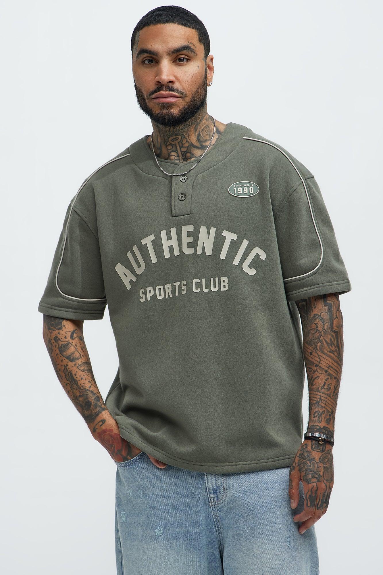 Athletics Sports Club Short Sleeve Henley - Olive Product Image