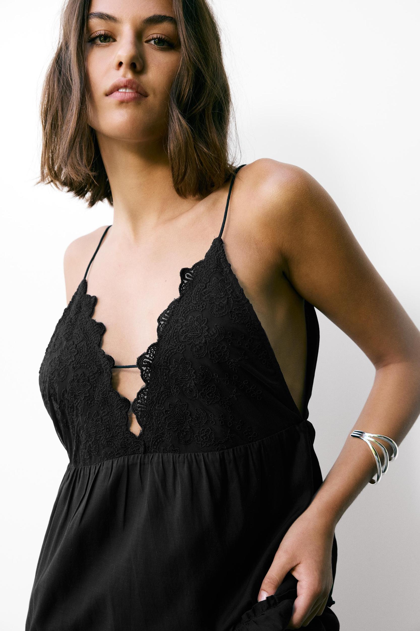 Embroidered strap midi dress Product Image