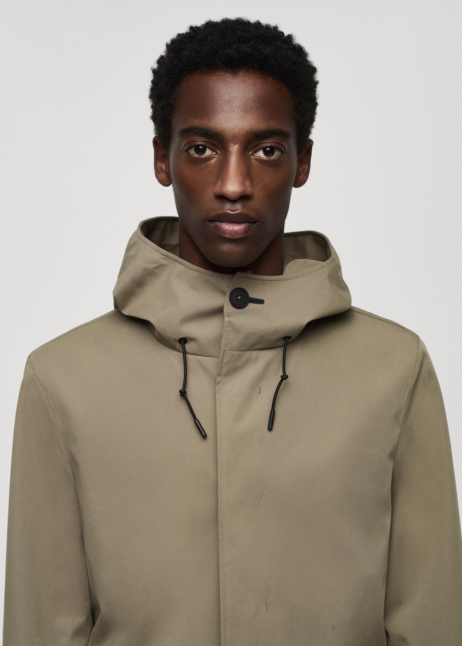 Water-repellent hooded parka - Men | MANGO USA Product Image