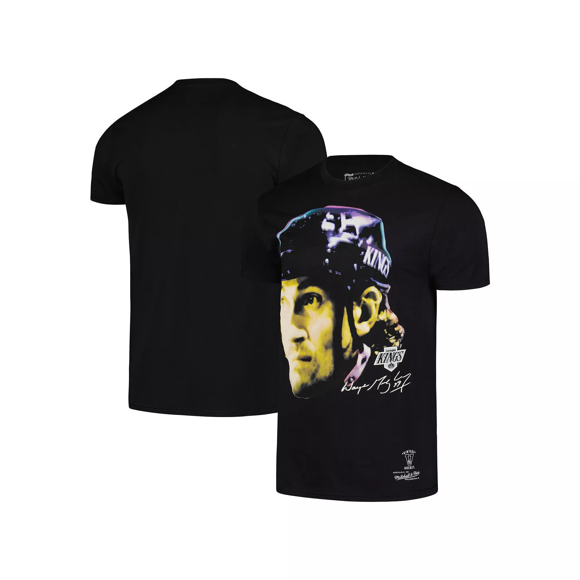 Men's Mitchell & Ness Wayne Gretzky Black Los Angeles Kings Big Face T-Shirt, Size: Small, Kgs Black Product Image