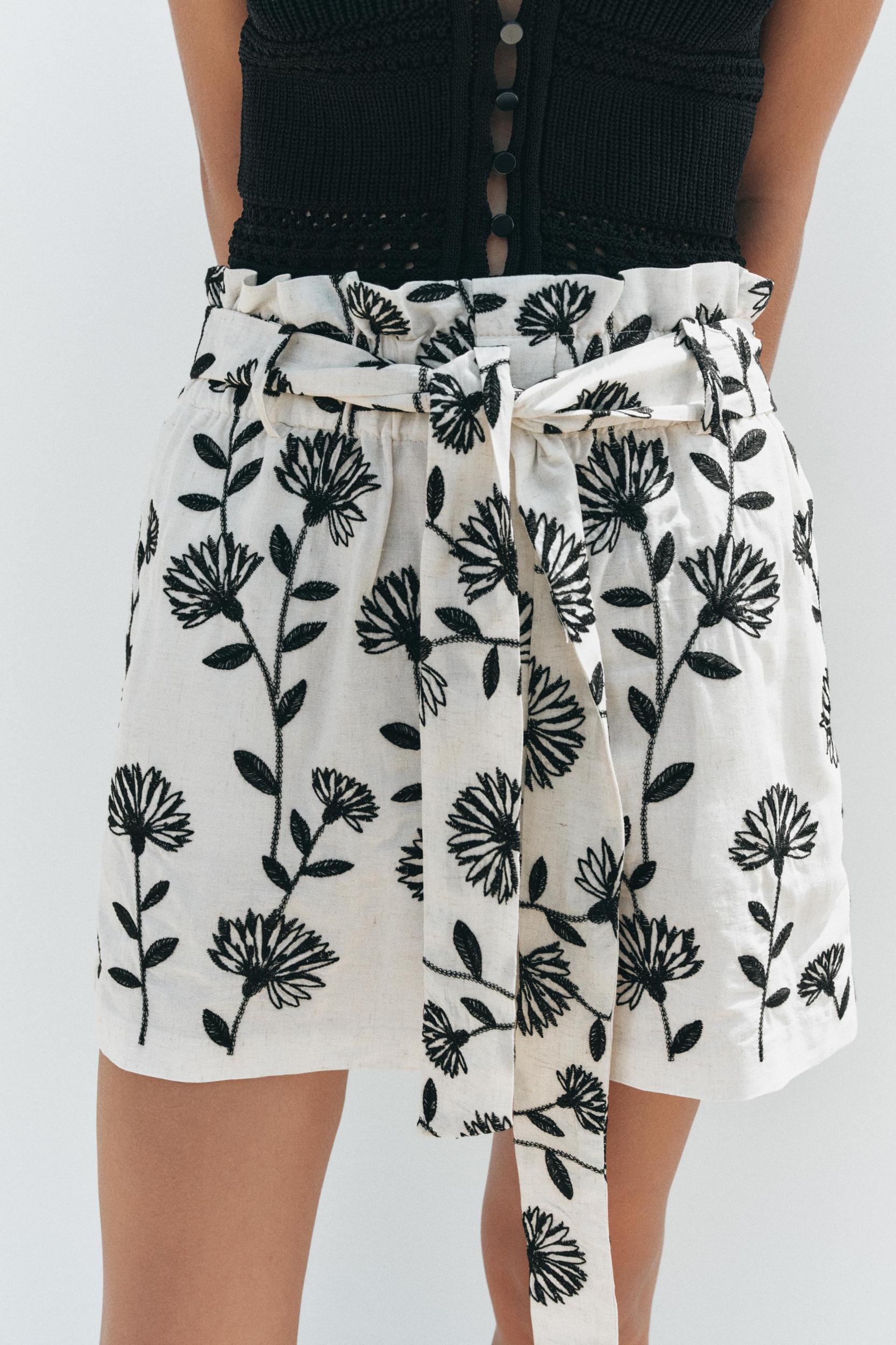 EMBROIDERED PAPER BAG BERMUDA SHORTS Product Image