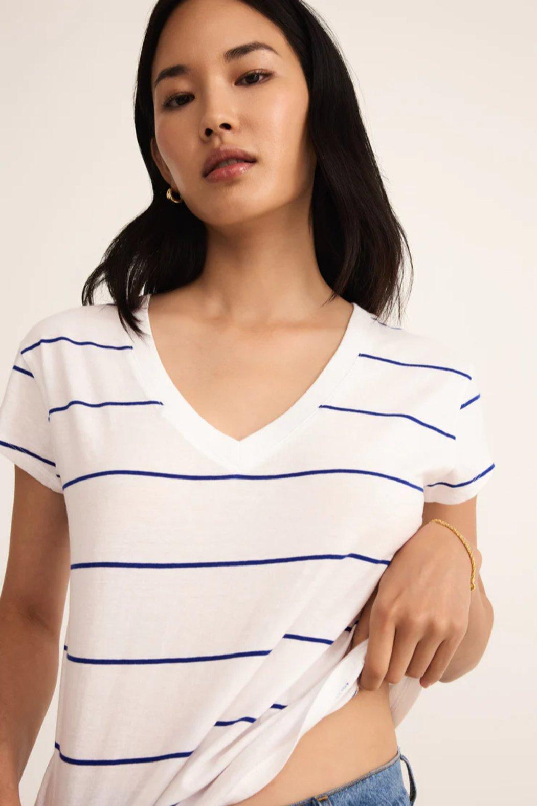 Striped Modern V-Neck Tee Product Image