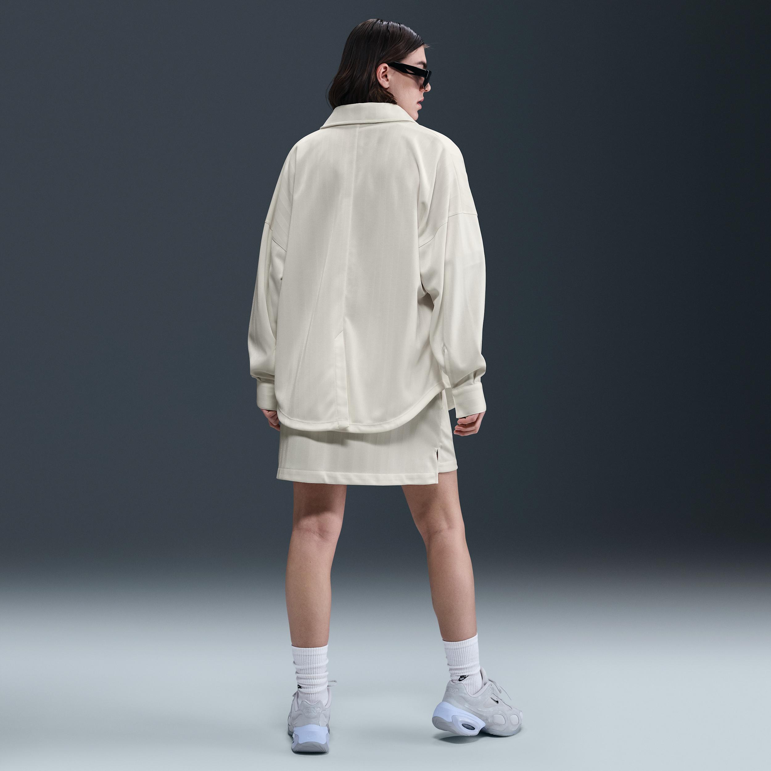Womens Nike Sportswear Oversized Jacquard Striped Button-Down Shirt | HV1956-110 Product Image