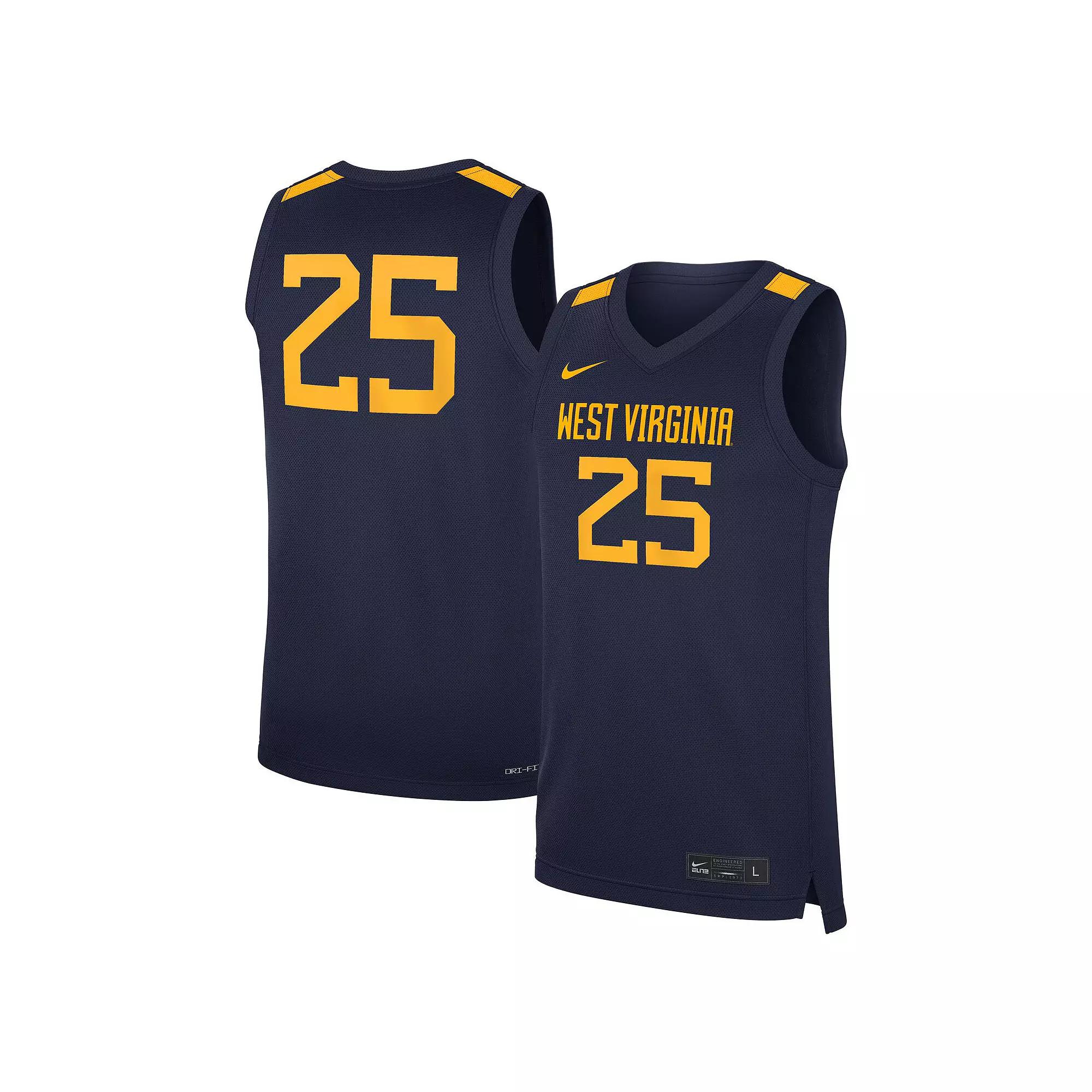 Men's Nike #25 Navy West Virginia Mountaineers Road Replica Basketball Jersey,  Product Image