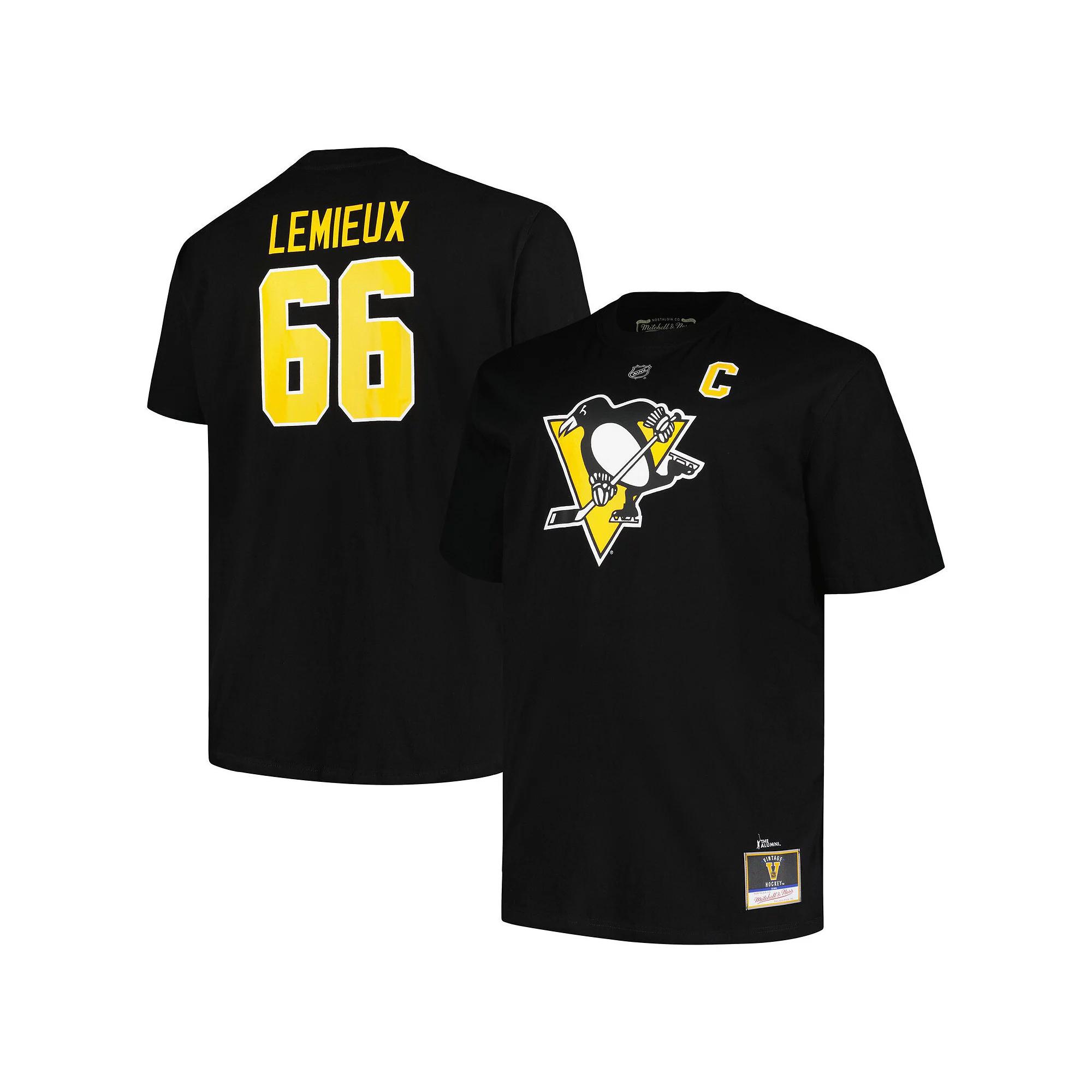 Men's Profile Mario Lemieux Black Pittsburgh Penguins Big & Tall Captain Patch Name & Number T-Shirt,  Product Image