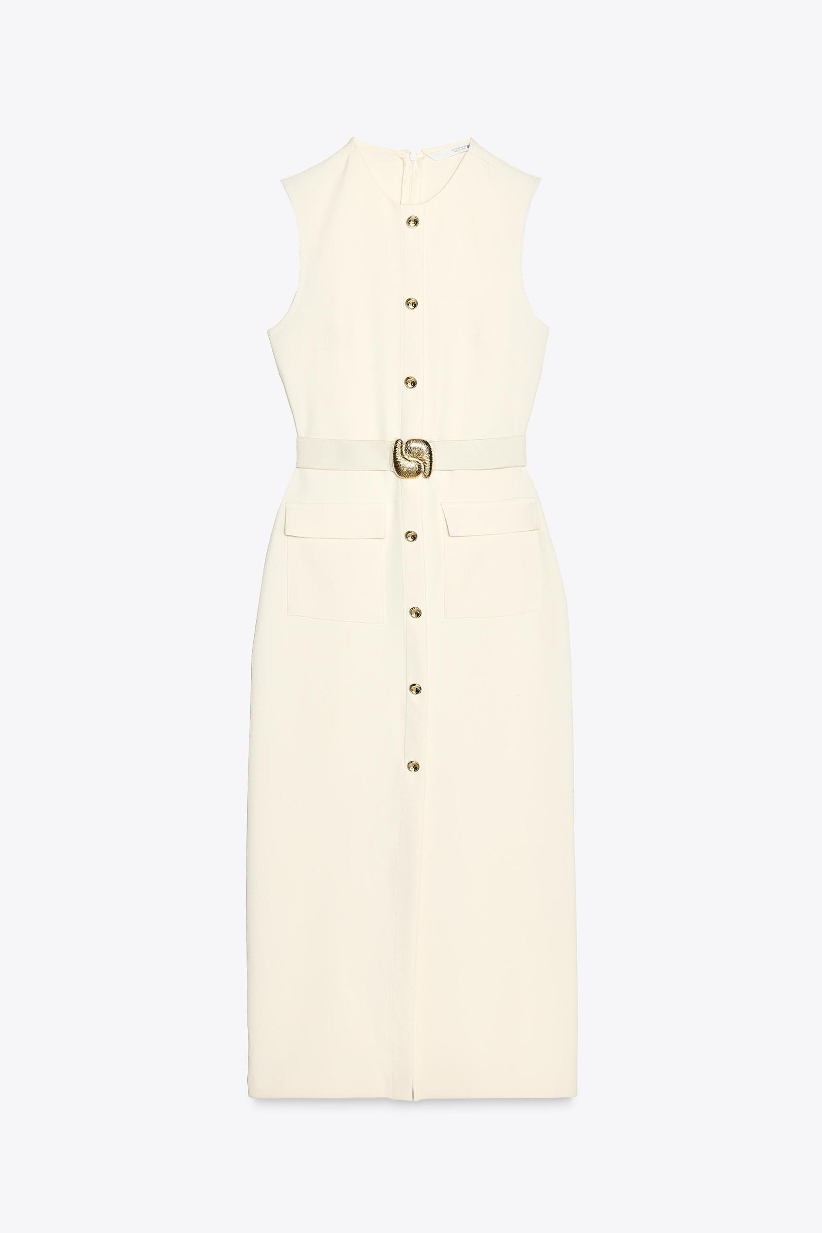 BELTED CREPE MIDI DRESS Product Image