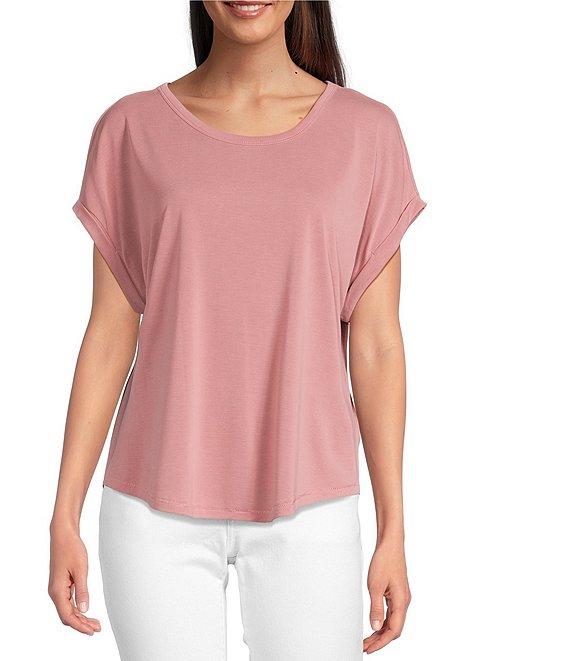 Lucky Brand Scoop Neck Short Sleeve Slouchy Round Hem T-Shirt Product Image