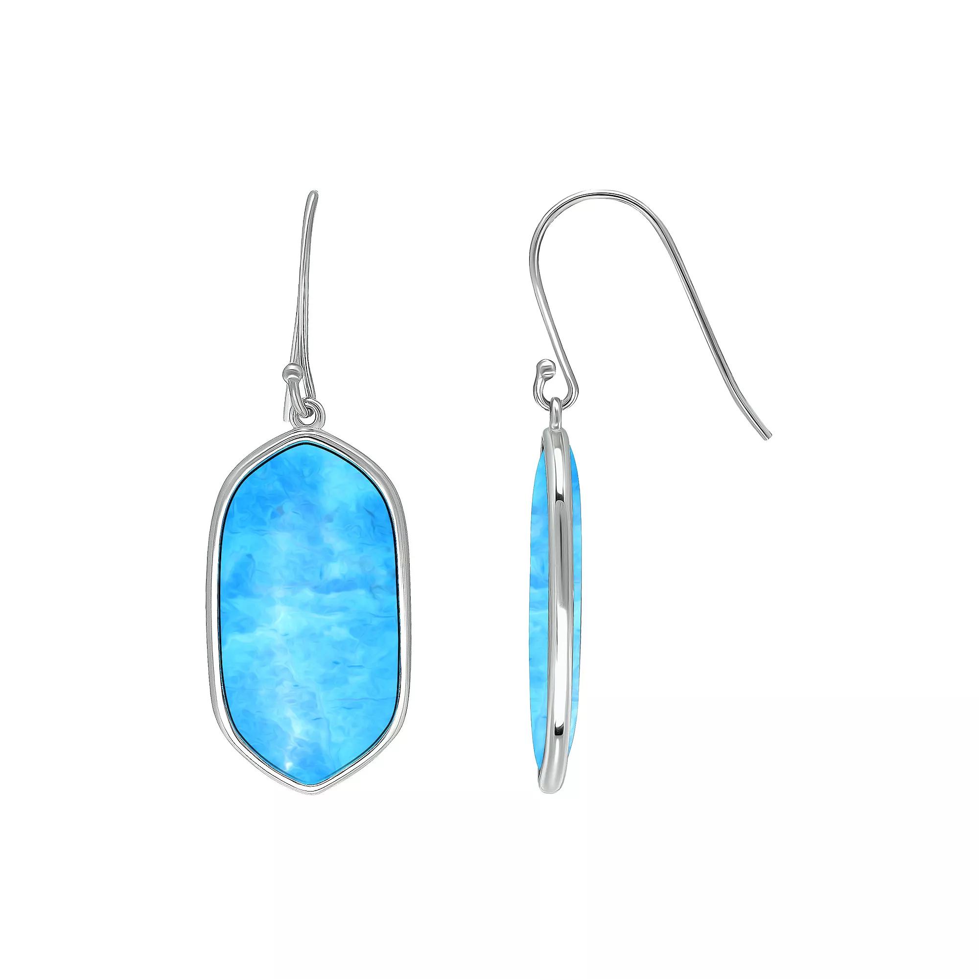 Aleure Precioso Sterling Silver Oval Gemstone Drop Earrings, Women's, Light Blue Product Image
