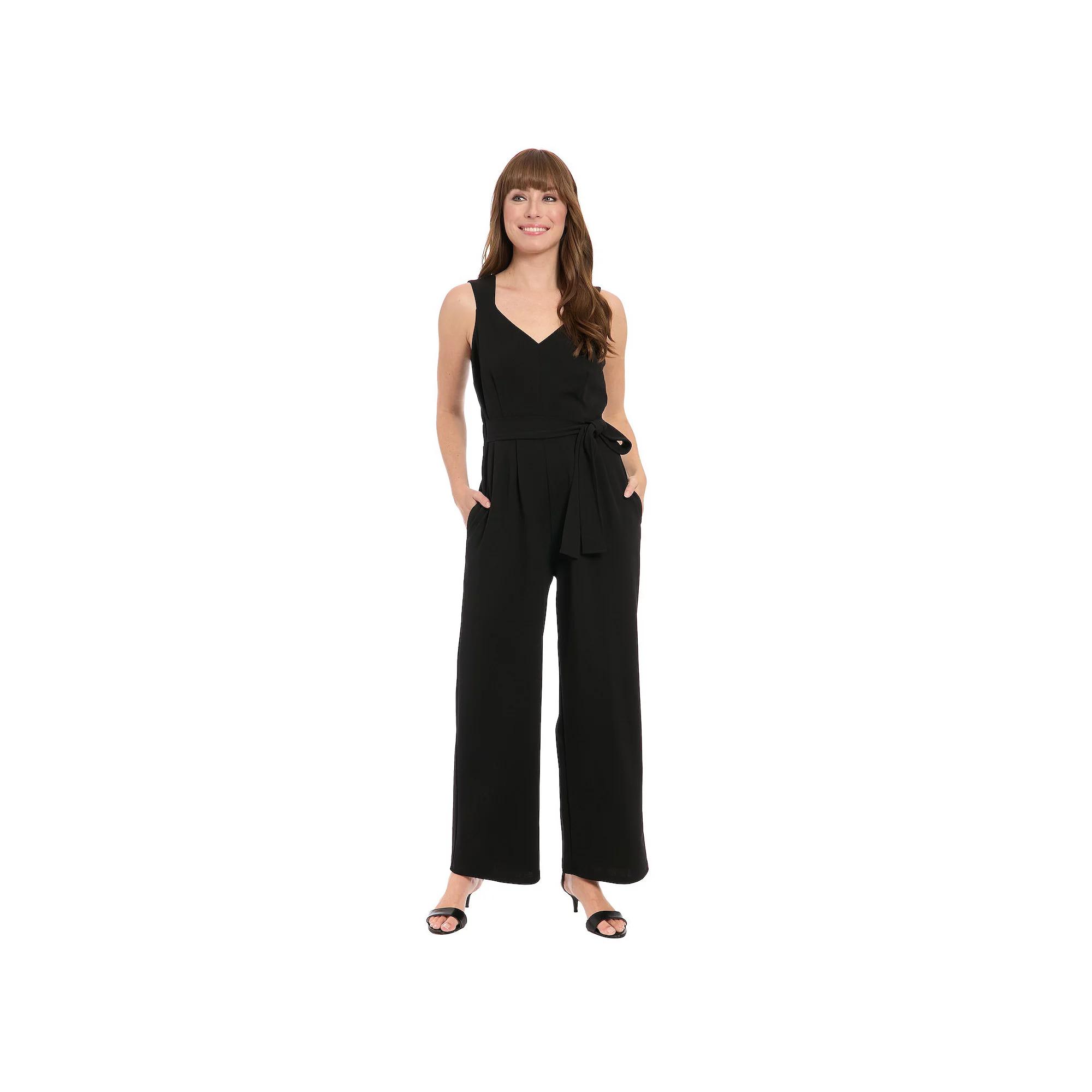 Womens London Times Sleeveless Belted Jumpsuit Product Image