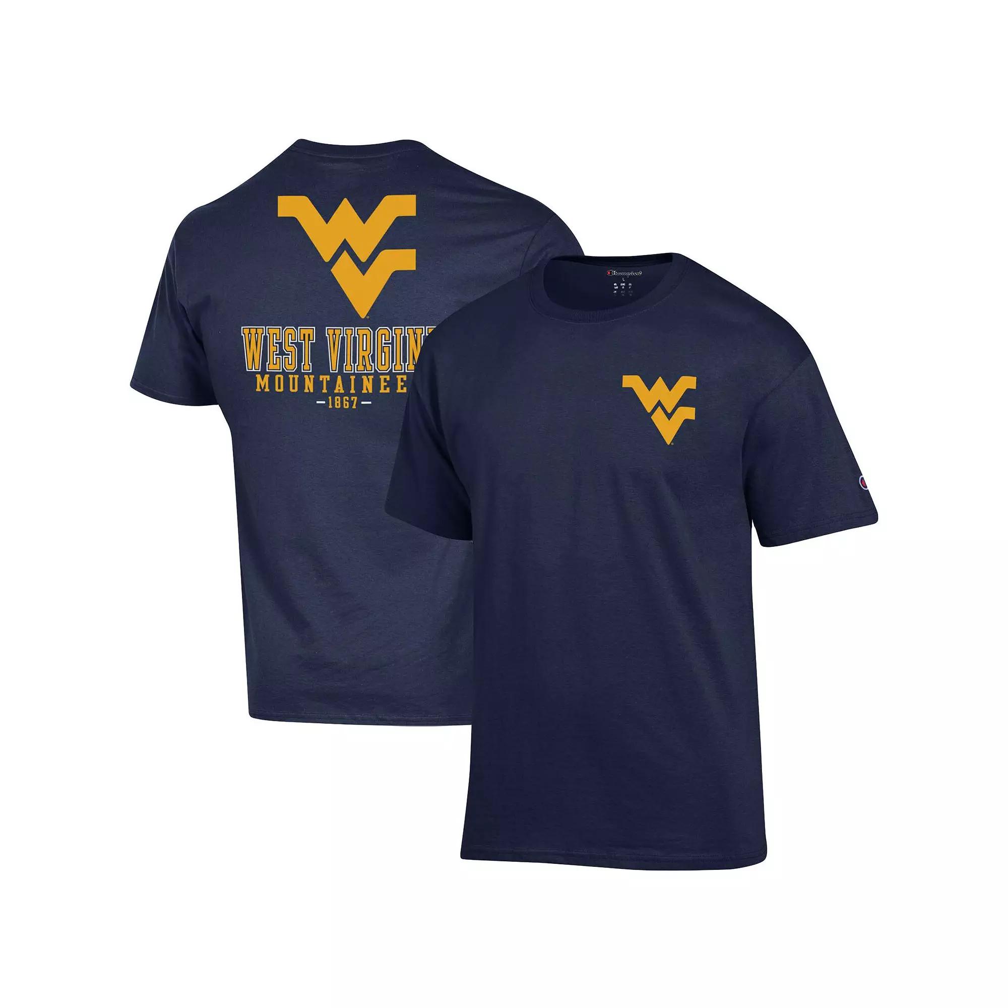 Men's Champion Navy West Virginia Mountaineers Stack 2-Hit T-Shirt,  Product Image
