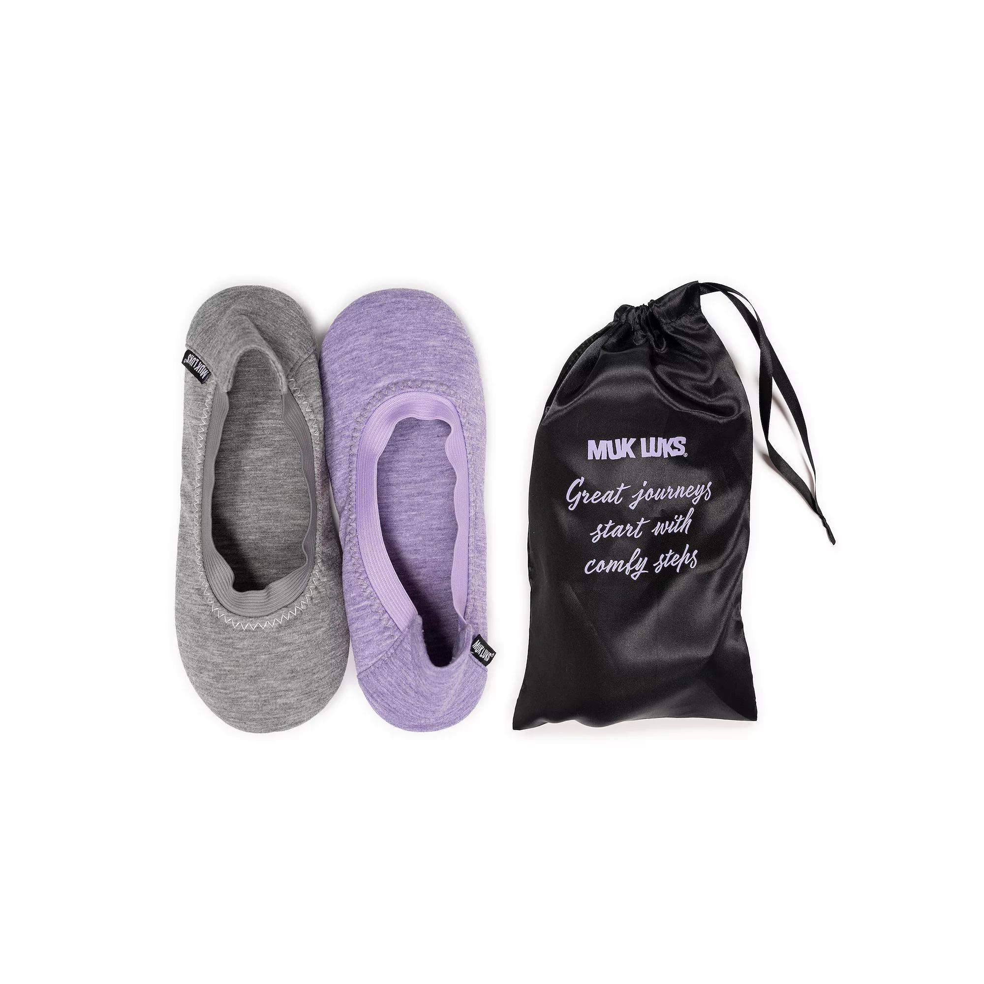 Women's MUK LUKS 2-Pair Travel Ballerina Slipper Socks Set,  Product Image