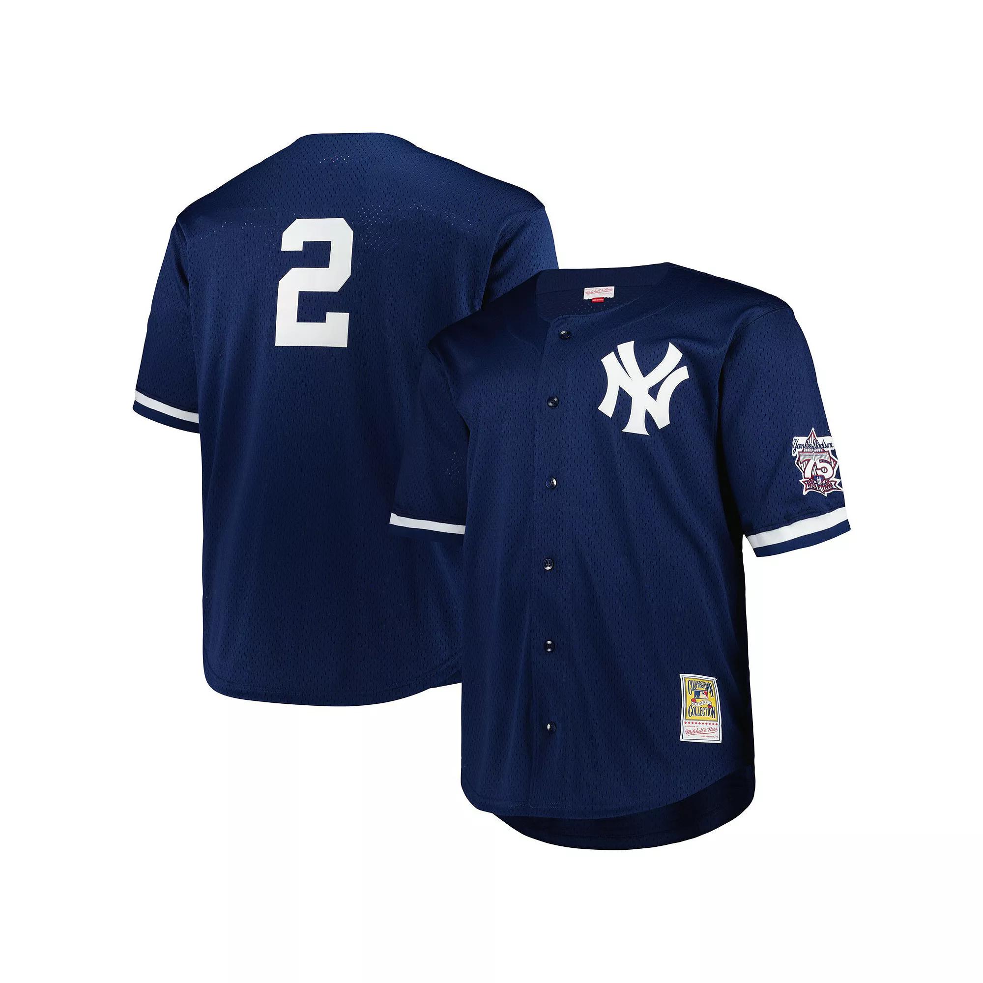 Men's Mitchell & Ness Derek Jeter Navy New York Yankees Big & Tall Cooperstown Collection Mesh Batting Practice Jersey, Size: 4XLT, Blue Product Image