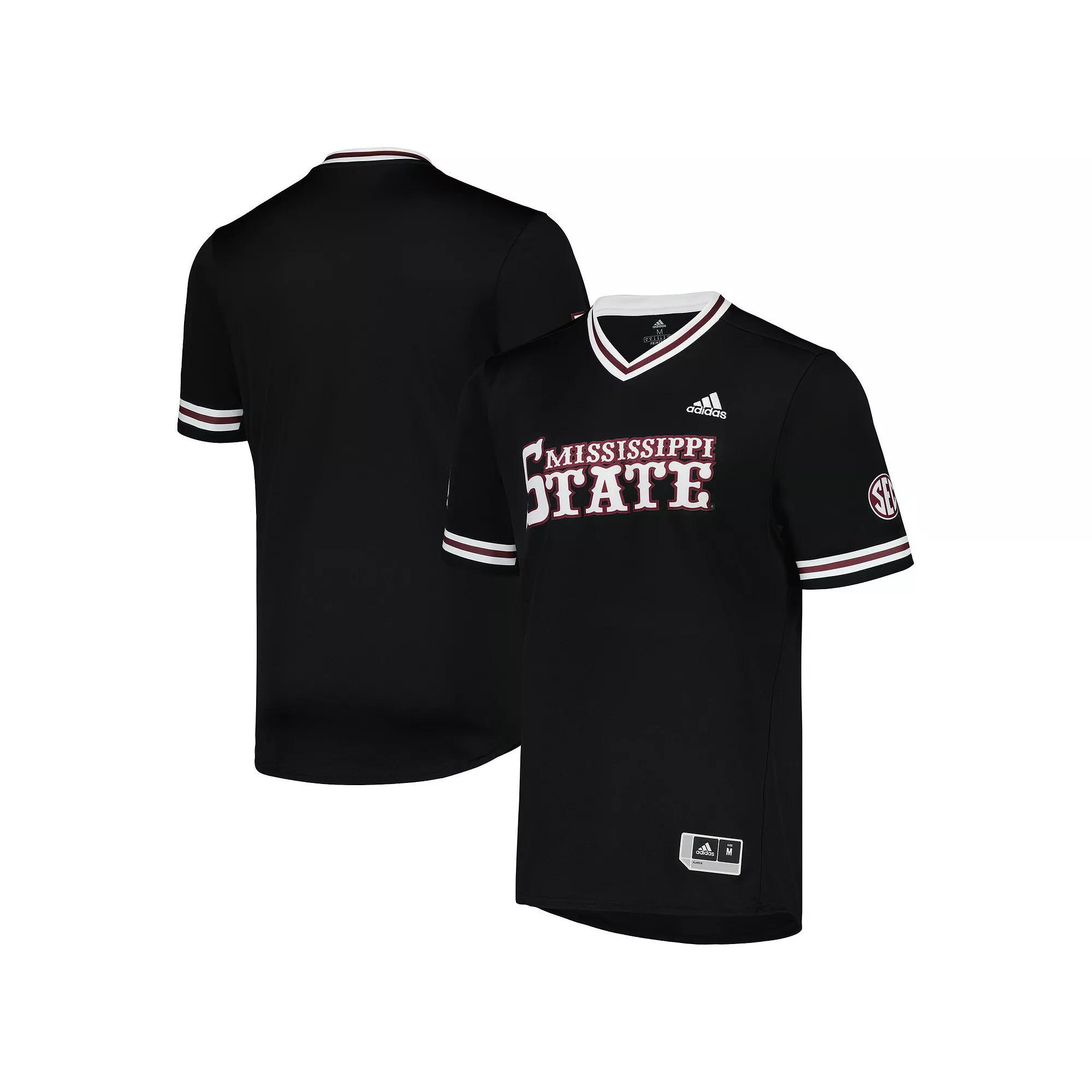 Men's adidas Black Mississippi State Bulldogs Replica V-Neck Baseball Jersey,  Product Image