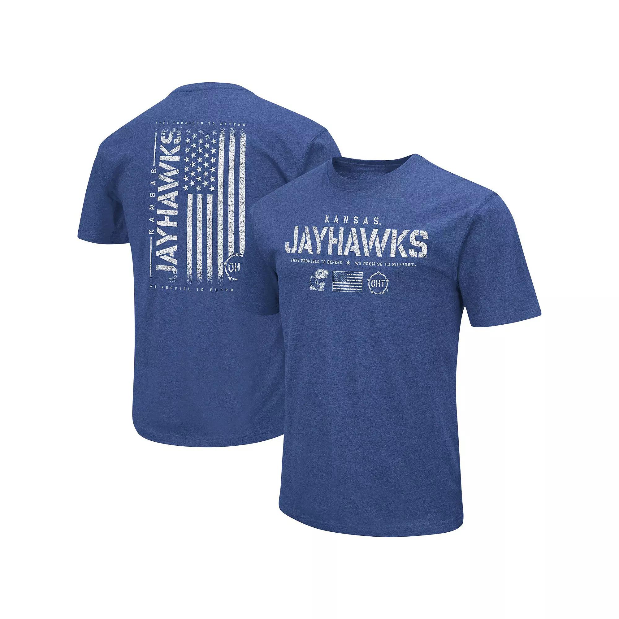 Men's Colosseum Royal Kansas Jayhawks OHT Military Appreciation Flag 2.0 T-Shirt,  Product Image