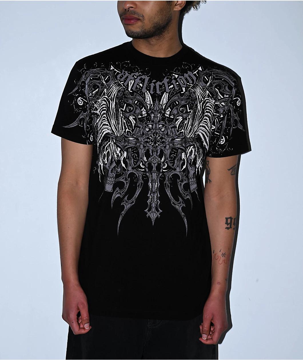 Affliction Haunted Passage Reflective Black T-Shirt Product Image