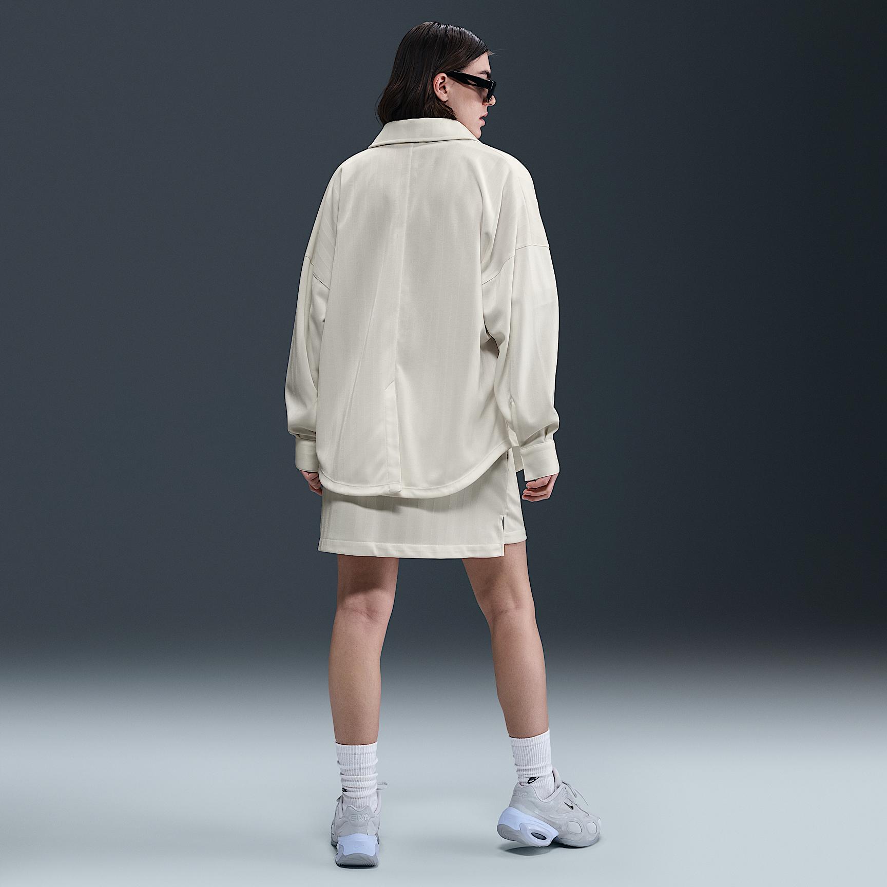 Womens Nike Sportswear Oversized Jacquard Striped Button-Down Shirt | HV1956-110 Product Image