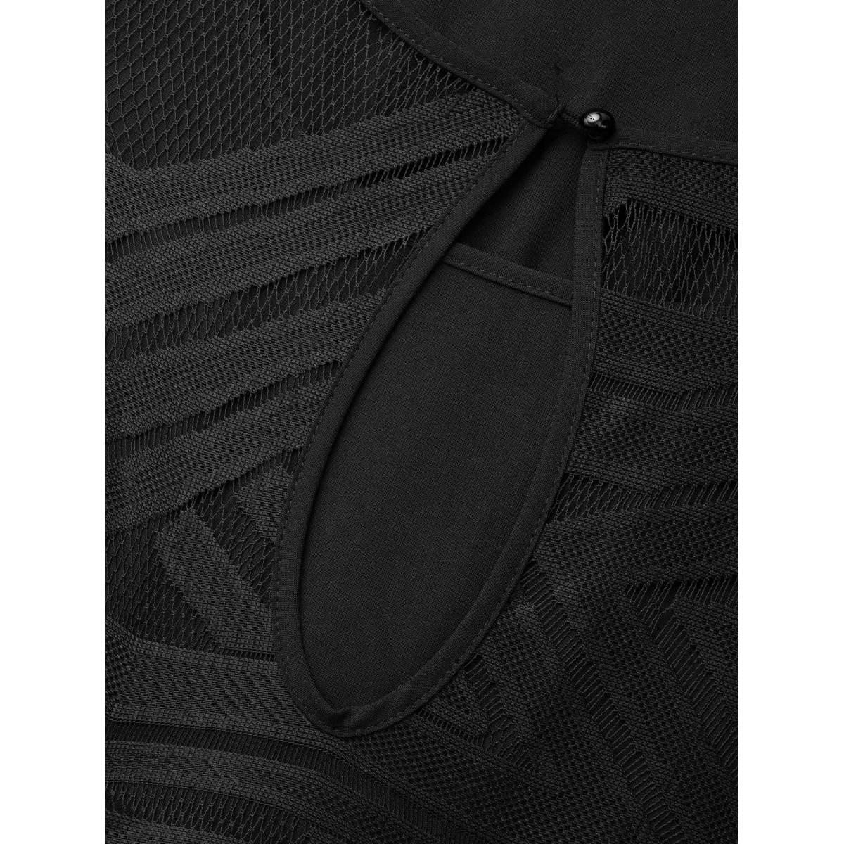 Plus Size Stretch Fabric Bell Sleeves Midi Dress Black Women Cocktail Texture Party Curvy Bloomchic 28/5X Product Image