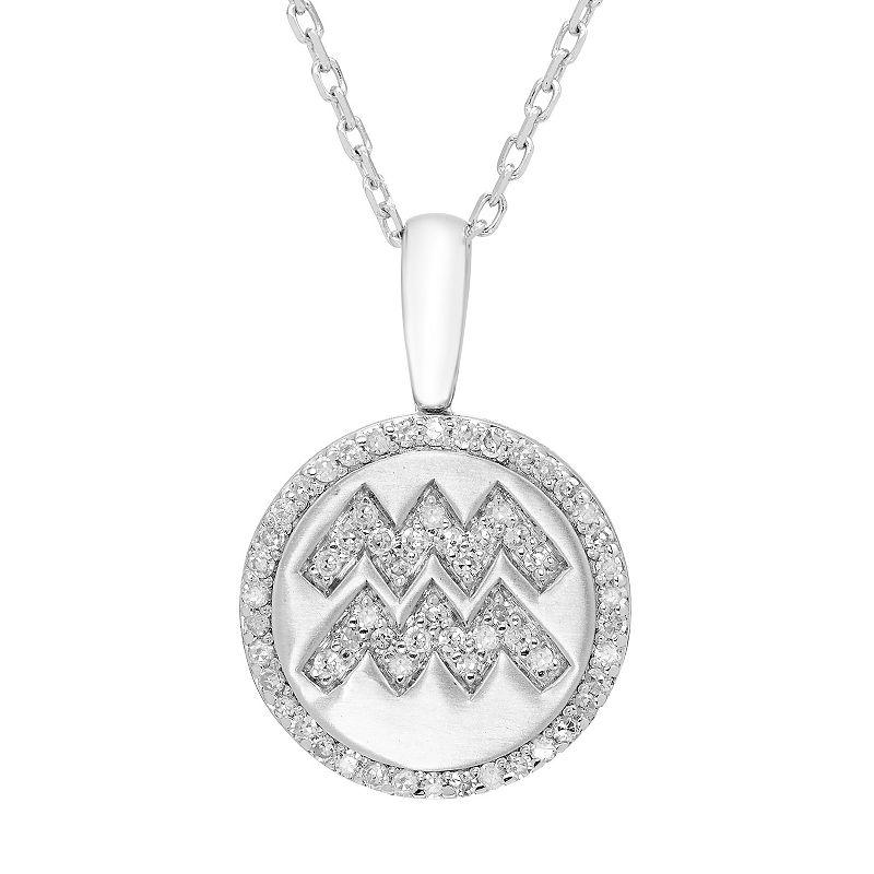 It's Personal Sterling Silver 1/6 Carat T.W. Diamond Zodiac Sign Necklace, Women's, Size: 16-18" ADJ, Cancer Product Image