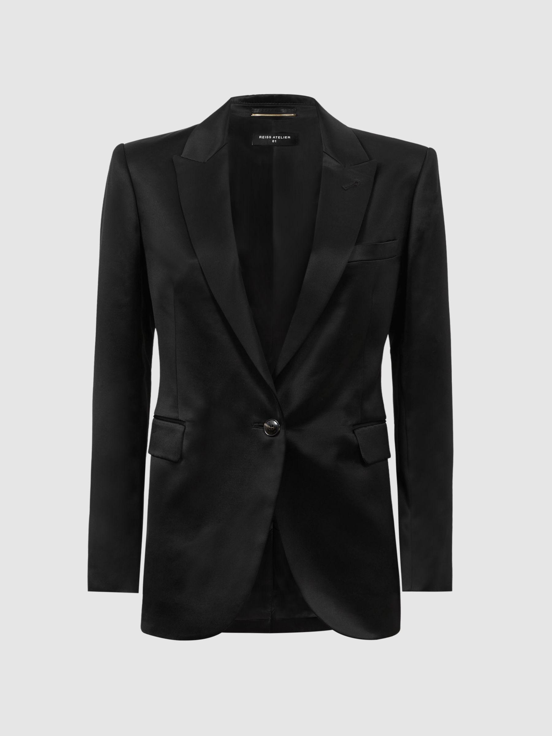 Satin Single Breasted Blazer in Black Product Image