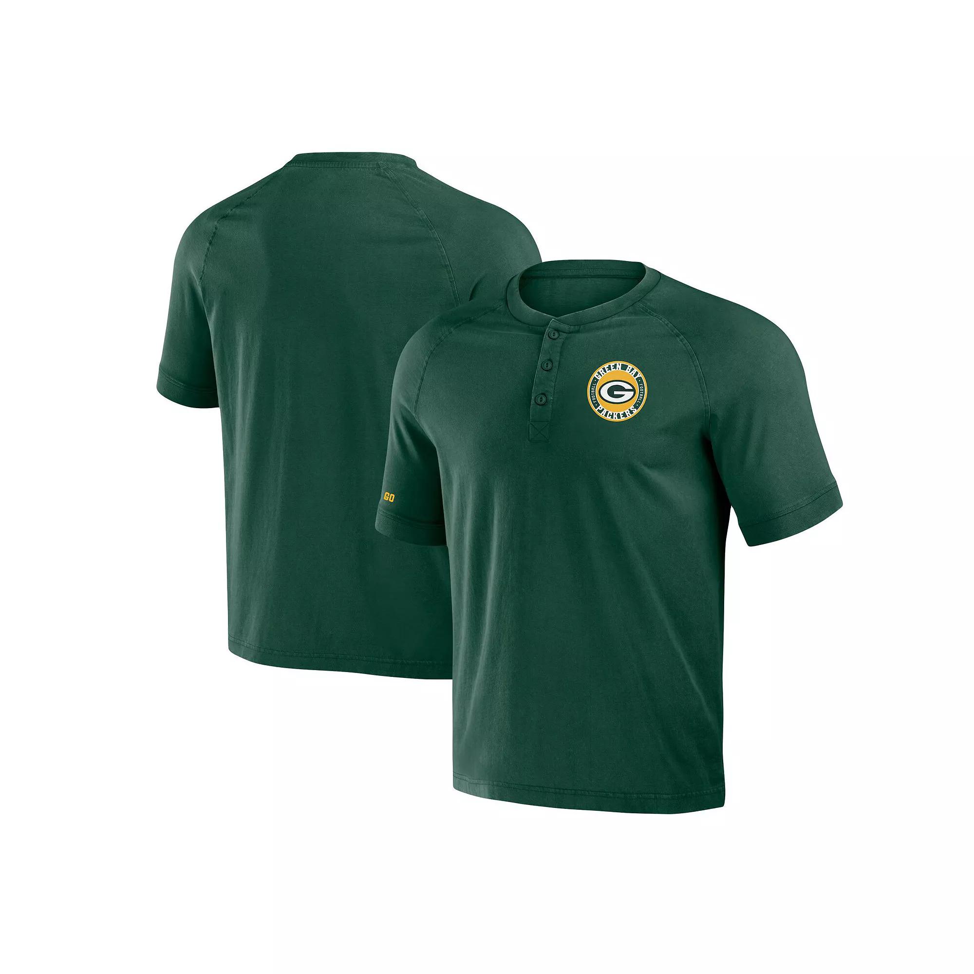 Men's NFL x Darius Rucker Collection by Fanatics Green Green Bay Packers Washed Raglan Henley T-Shirt,  Product Image