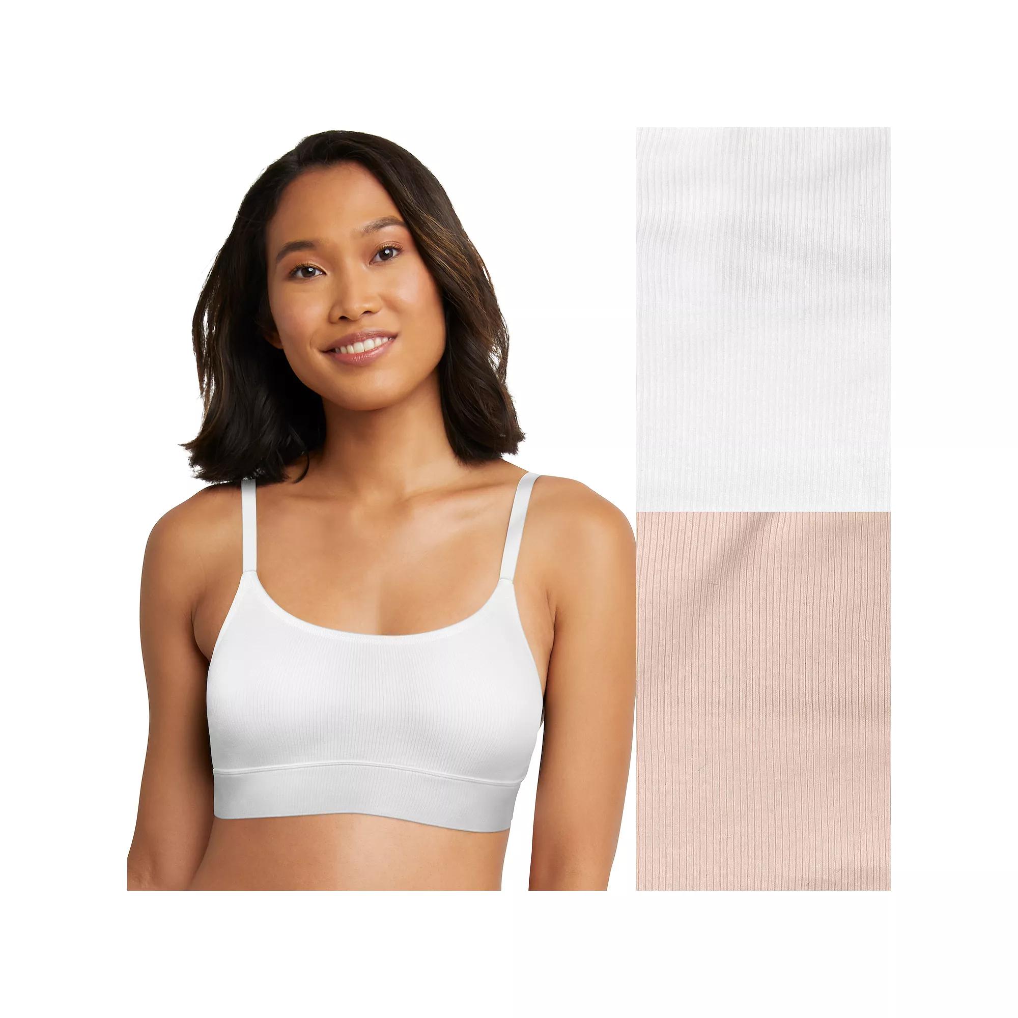 Hanes Originals Ultimate 2-Pack Stretch Cotton Longline Bralette DHO104, Women's,  Product Image