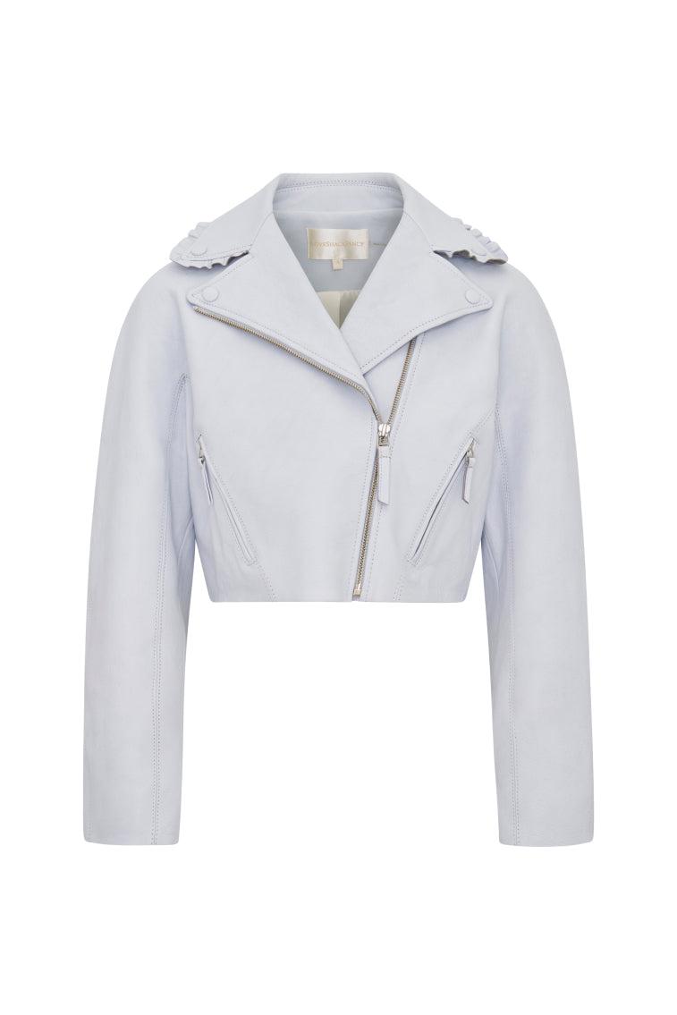 Rheisa Cropped Leather Moto Jacket Product Image