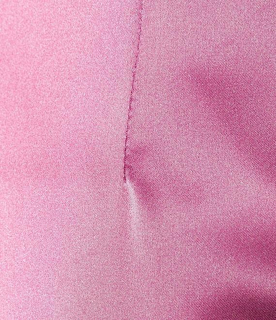 GB Social Corset Cowl Neck Lace-Up Back Slit Hem Satin Long Dress Product Image