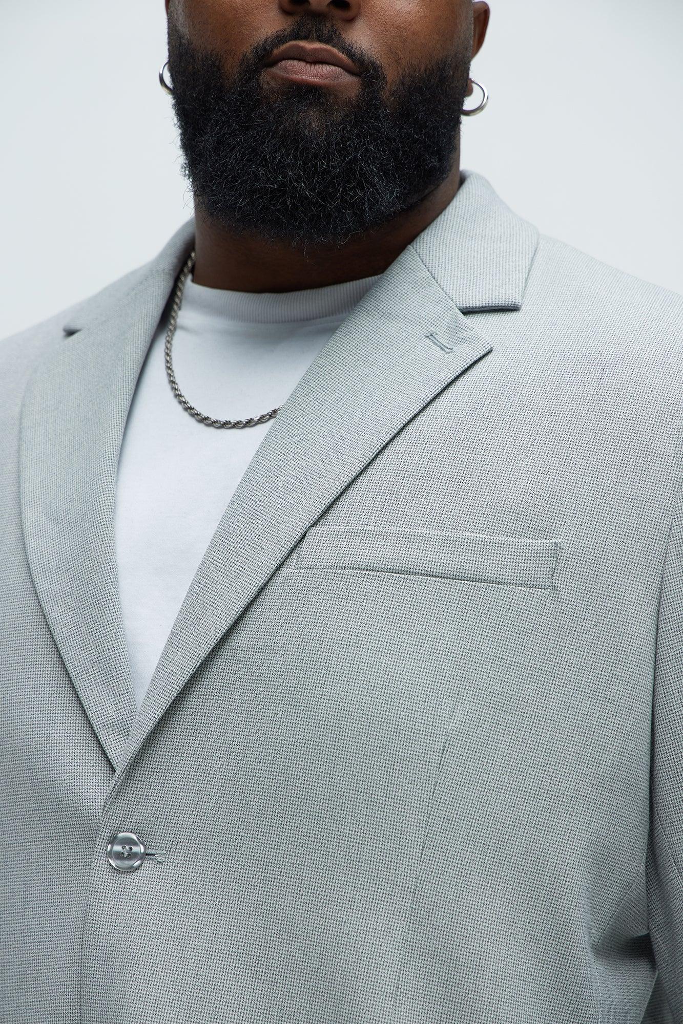 Wallace Houndstooth Texture Blazer - Grey Product Image