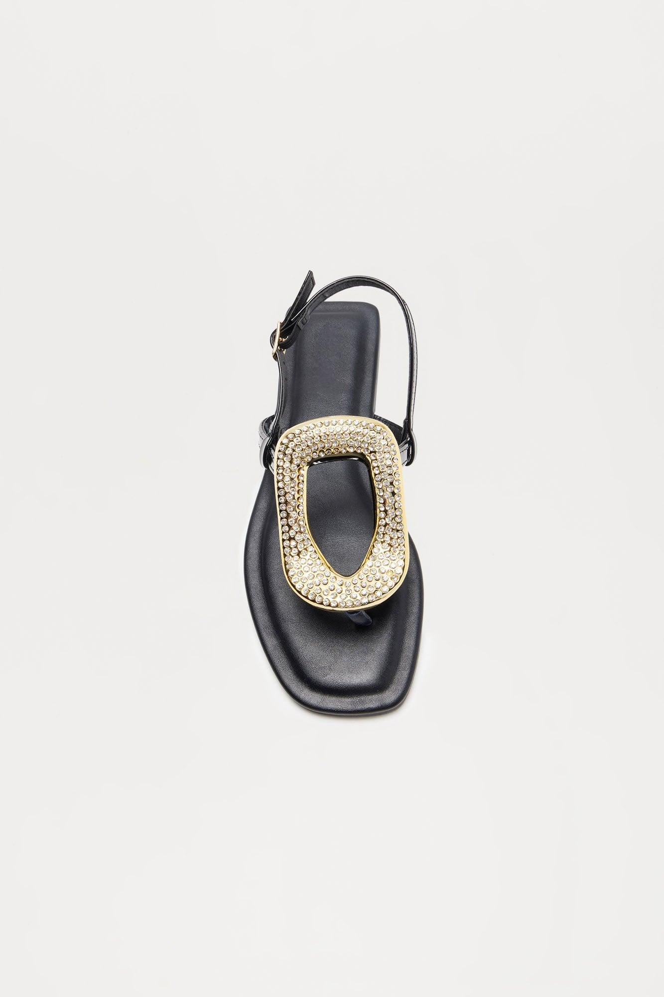 Deia Rhinestone Sandals - Black Product Image