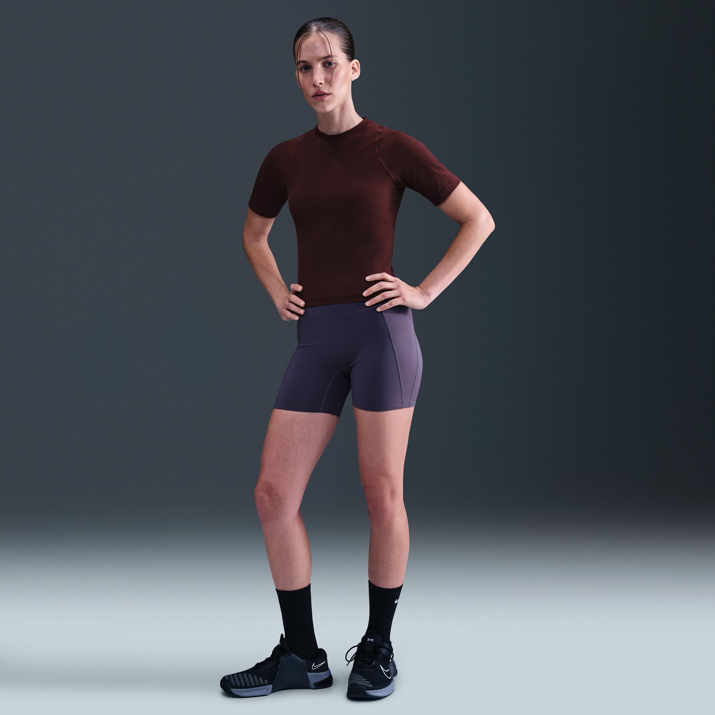 Nike Womens Zenvy Rib Dri-FIT Short-Sleeve Top | HF2772-652 Product Image