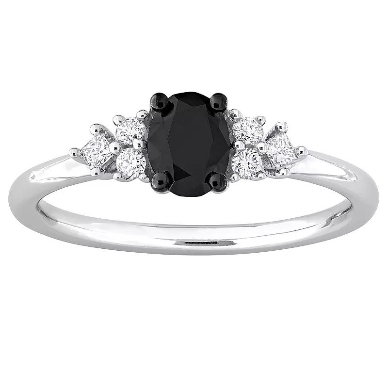 Stella Grace 14k White Gold 3/4 Carat T.W. Black & White Diamond 7-Stone Ring, Women's, Size: 9 Product Image