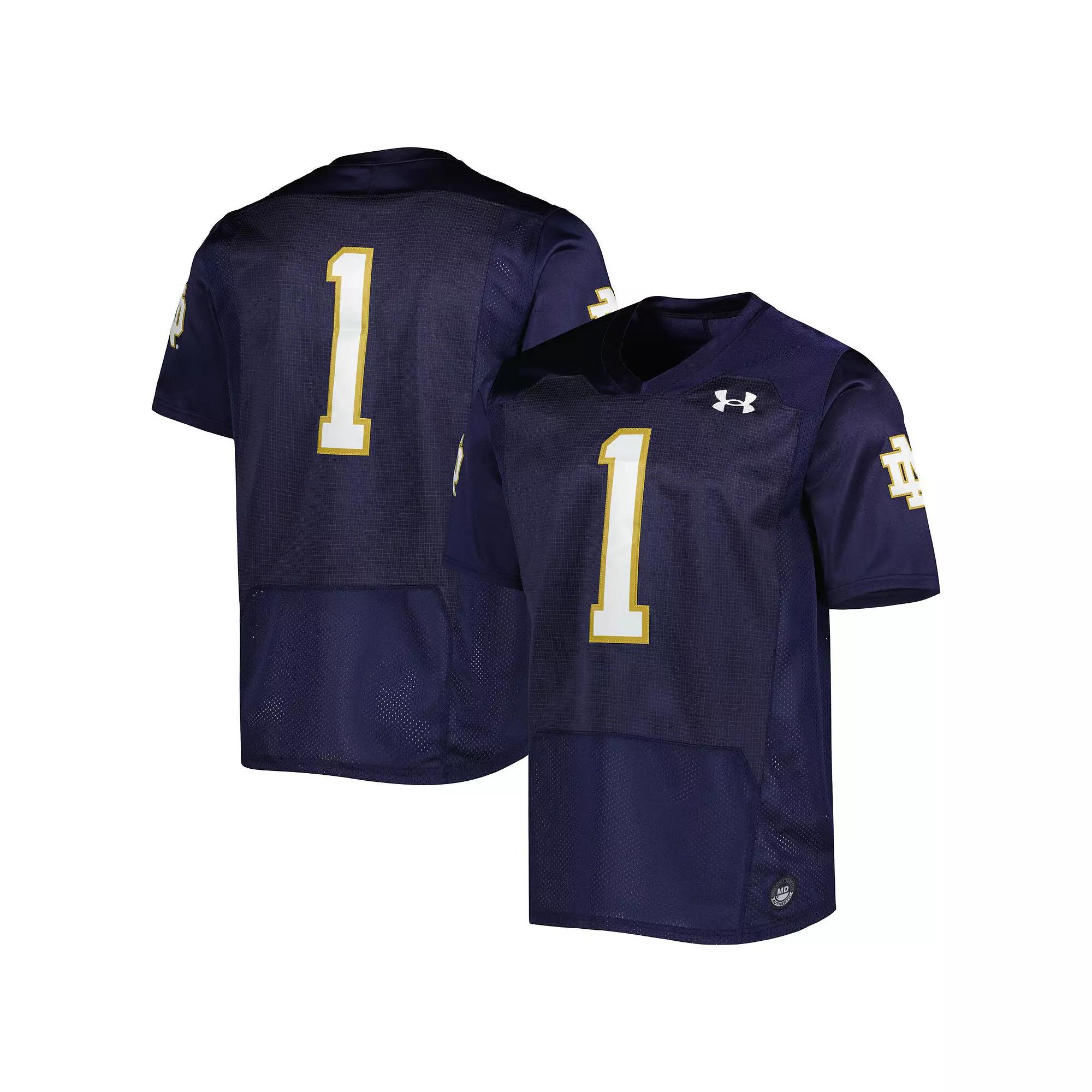 Men's Under Armour #1 Navy Notre Dame Fighting Irish Premier Limited Jersey, Size: Small, Blue Product Image