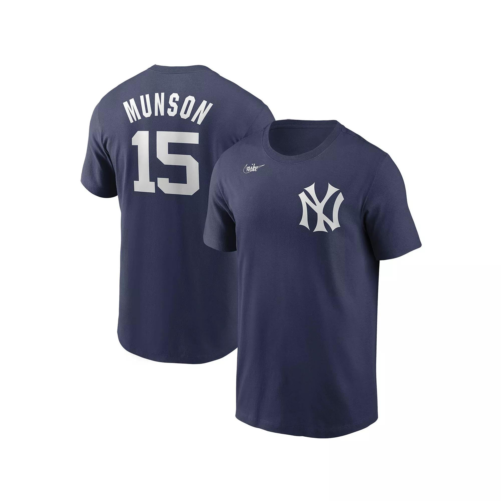 Men's Nike Thurman Munson Navy New York Yankees Cooperstown Collection Name & Number T-Shirt, Size: Small, Blue Product Image