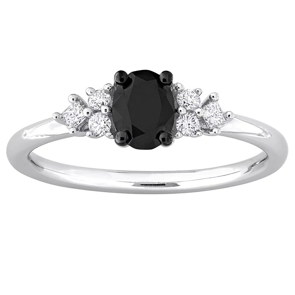 Stella Grace 14k White Gold 3/4 Carat T.W. Black & White Diamond 7-Stone Ring, Women's, Size: 9 Product Image