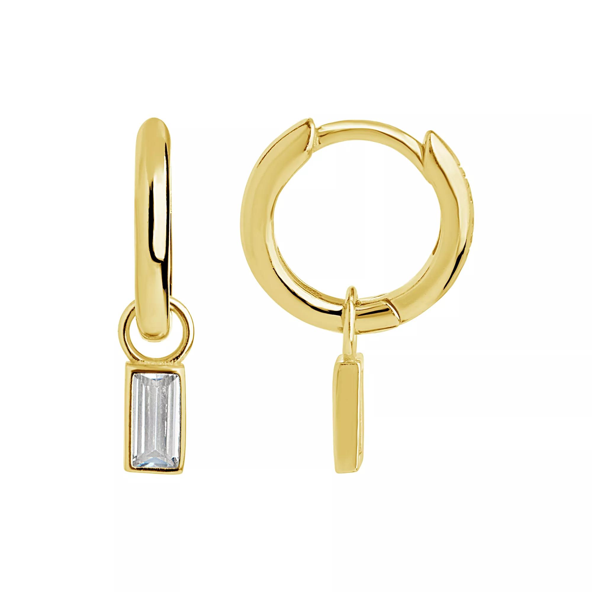 MC Collective Sterling Silver Cubic Zirconia Hoop Earrings, Women's, Gold Tone Product Image