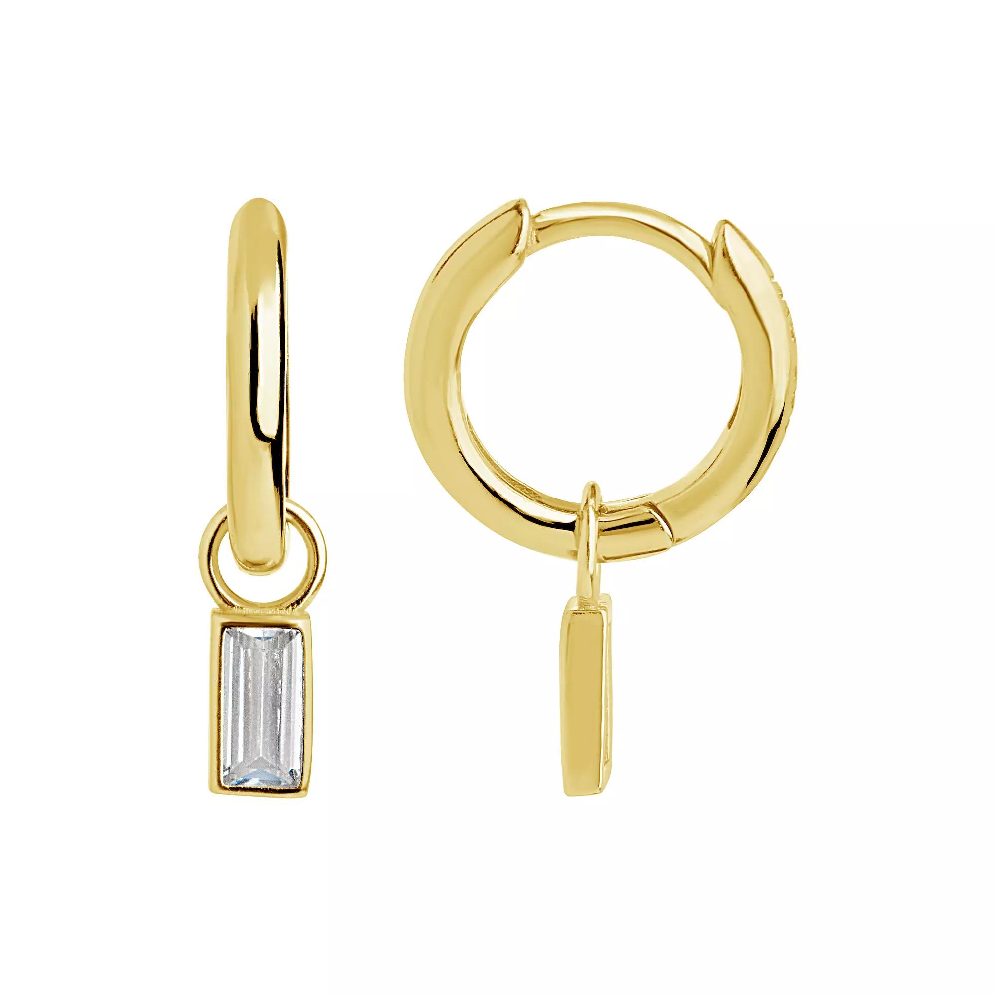 MC Collective Sterling Silver Cubic Zirconia Hoop Earrings, Women's, Gold Tone Product Image