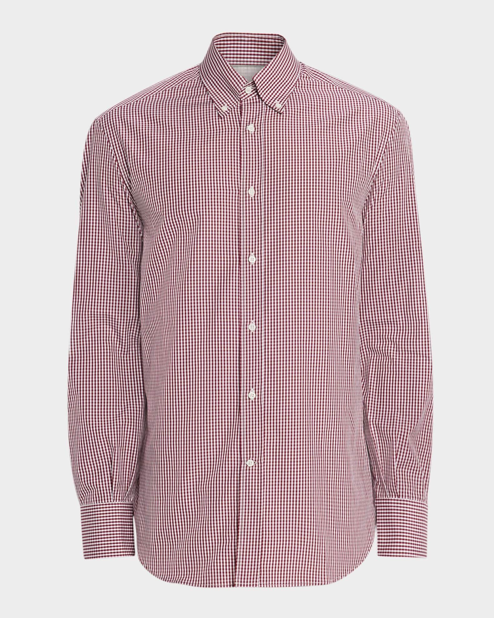 Men's Micro-Gingham Button-Collar Sport Shirt Product Image