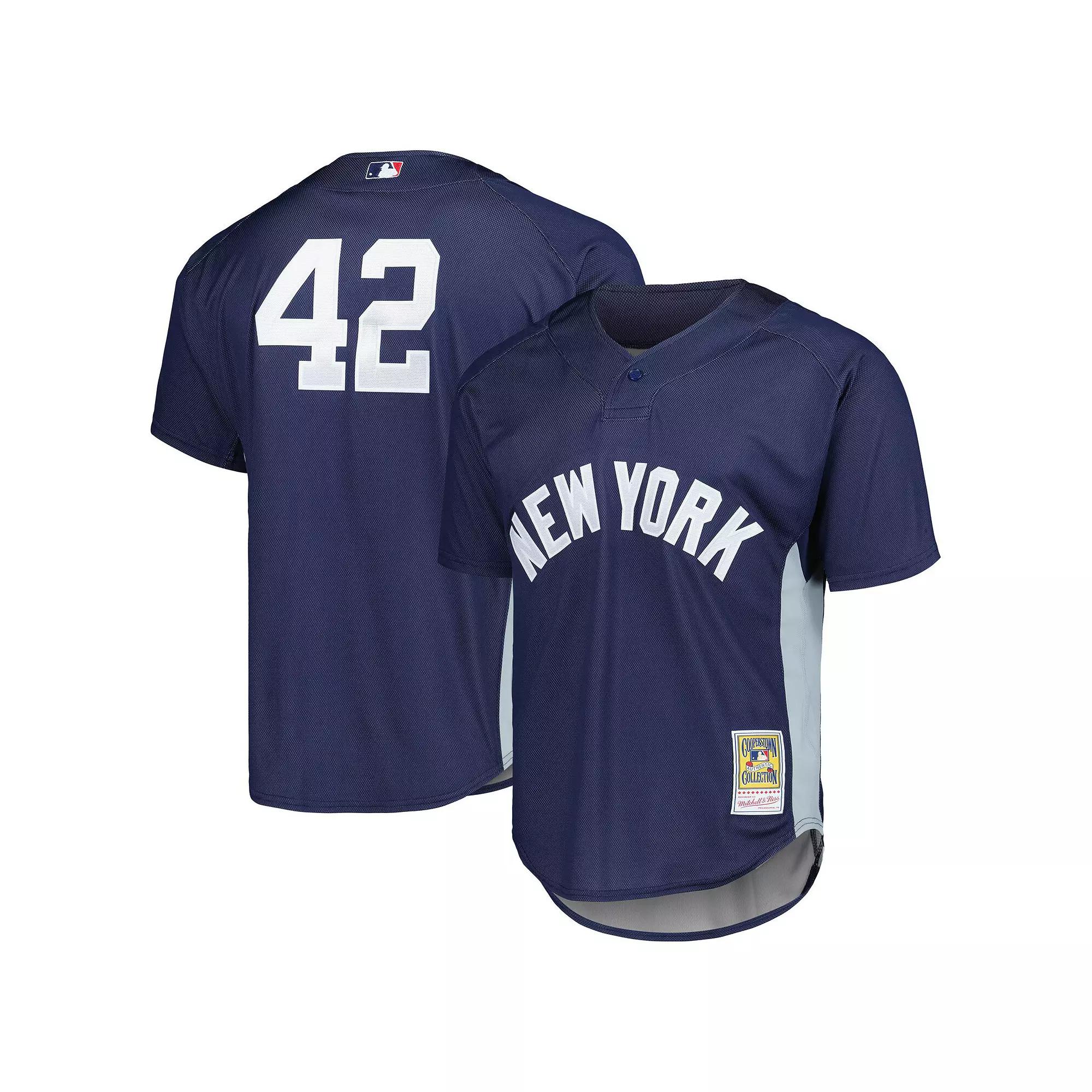 Men's Mitchell & Ness Mariano Rivera Navy New York Yankees Cooperstown Collection 2009 Batting Practice Jersey, Size: Medium, Blue Product Image