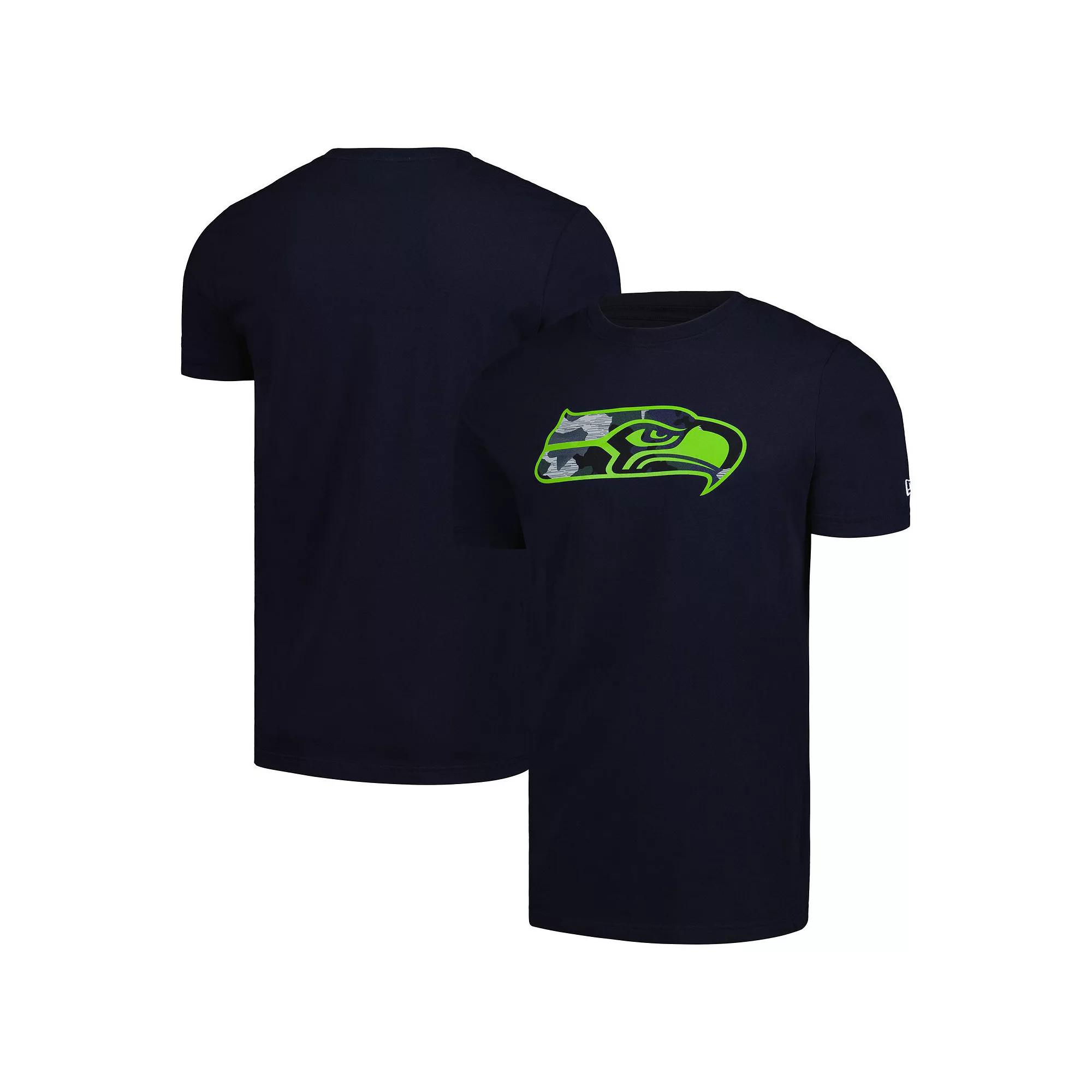 Men's New Era College Navy Seattle Seahawks Camo Logo T-Shirt, Size: Large, Blue Product Image