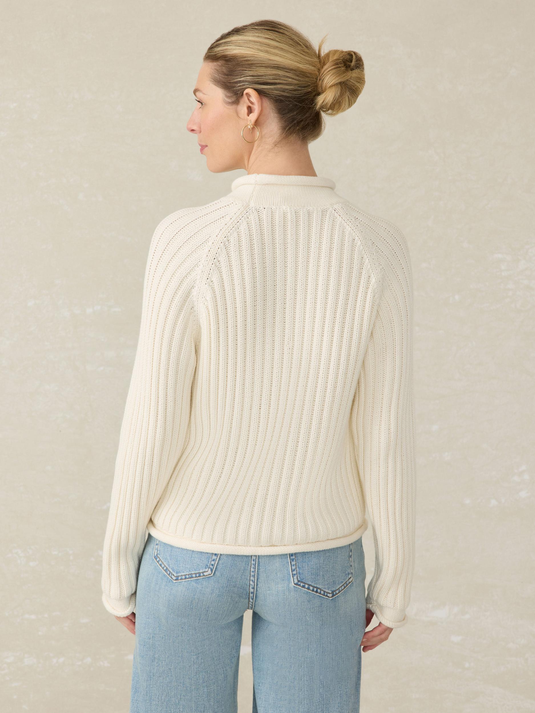 Sunwashed Cotton Rollneck Sweater - Egret Female Product Image