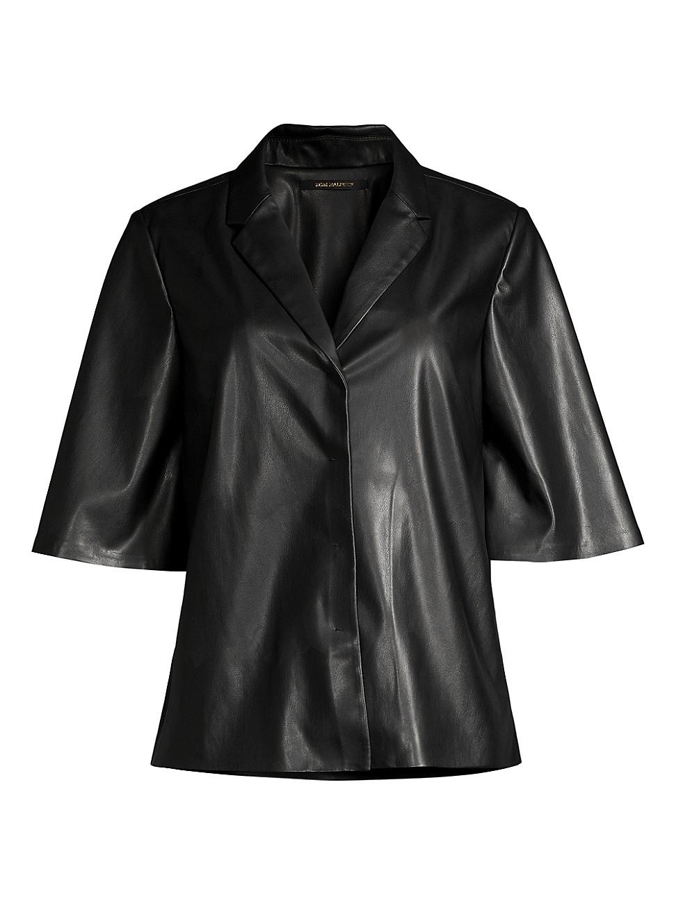 Womens Leslie Faux Leather Blouse Product Image