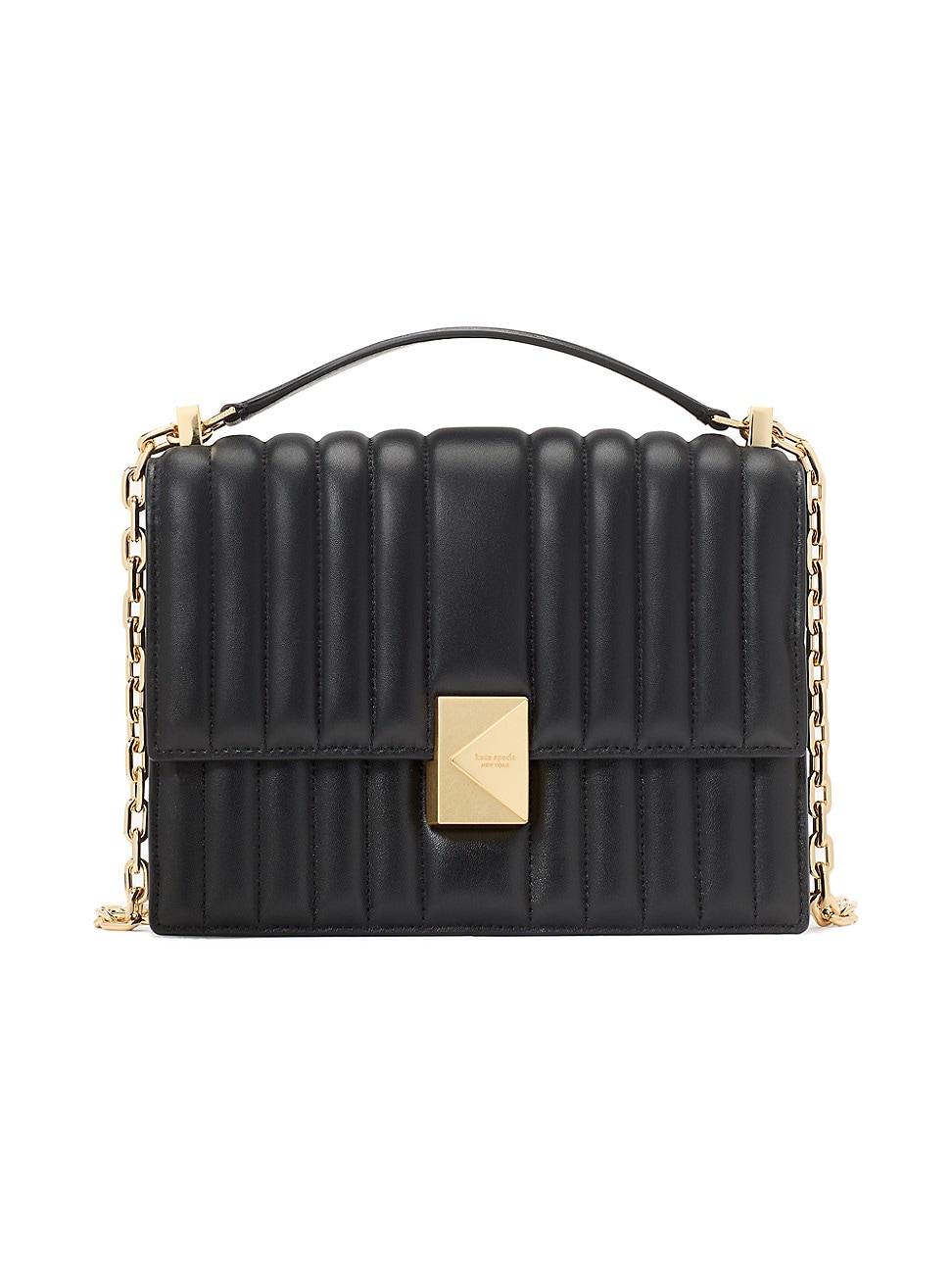 Womens Deco Quilted Leather Chain Shoulder Bag Product Image