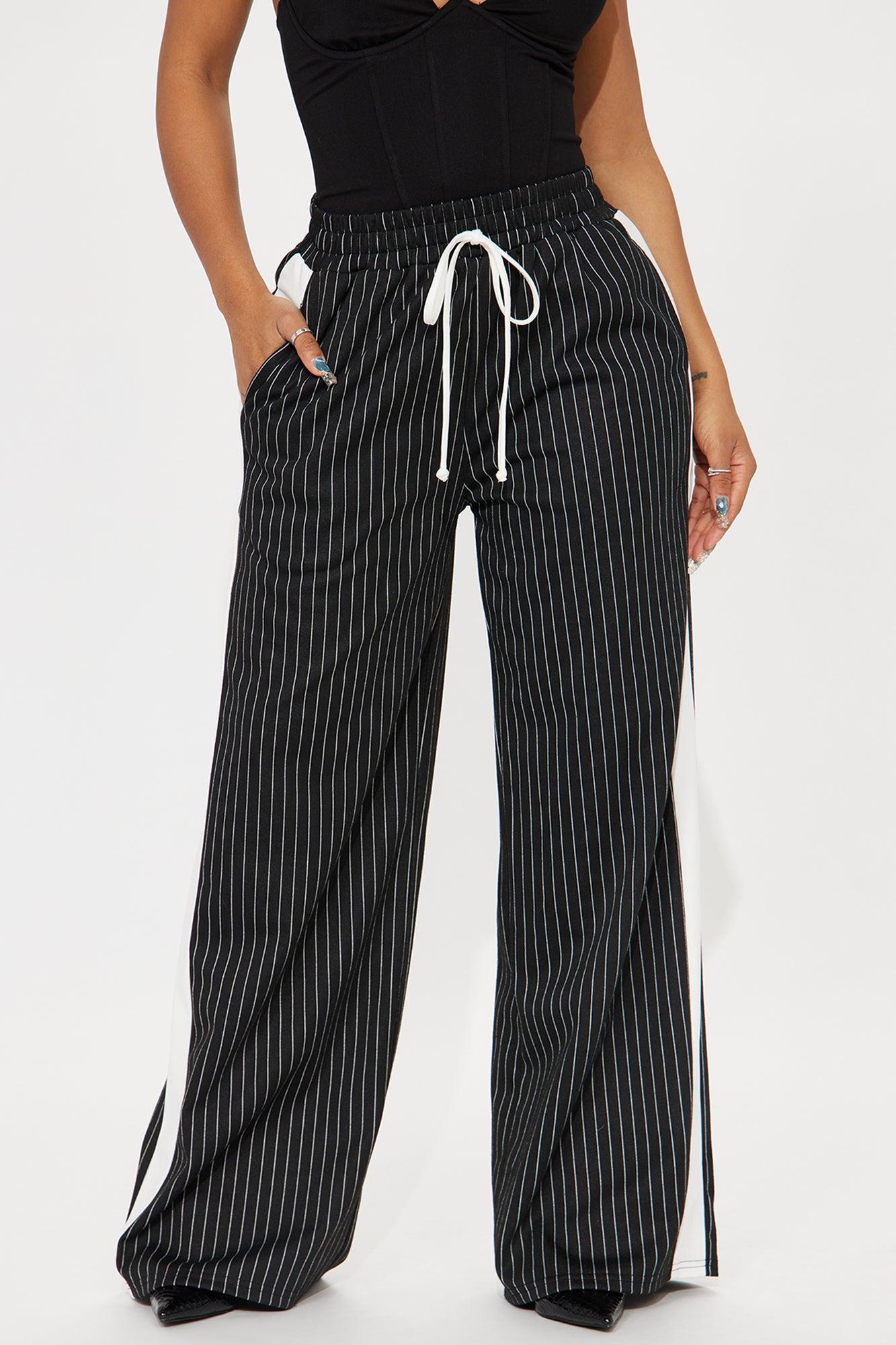 Want Nothing More Pinstripe Track Pant - Black/combo Product Image