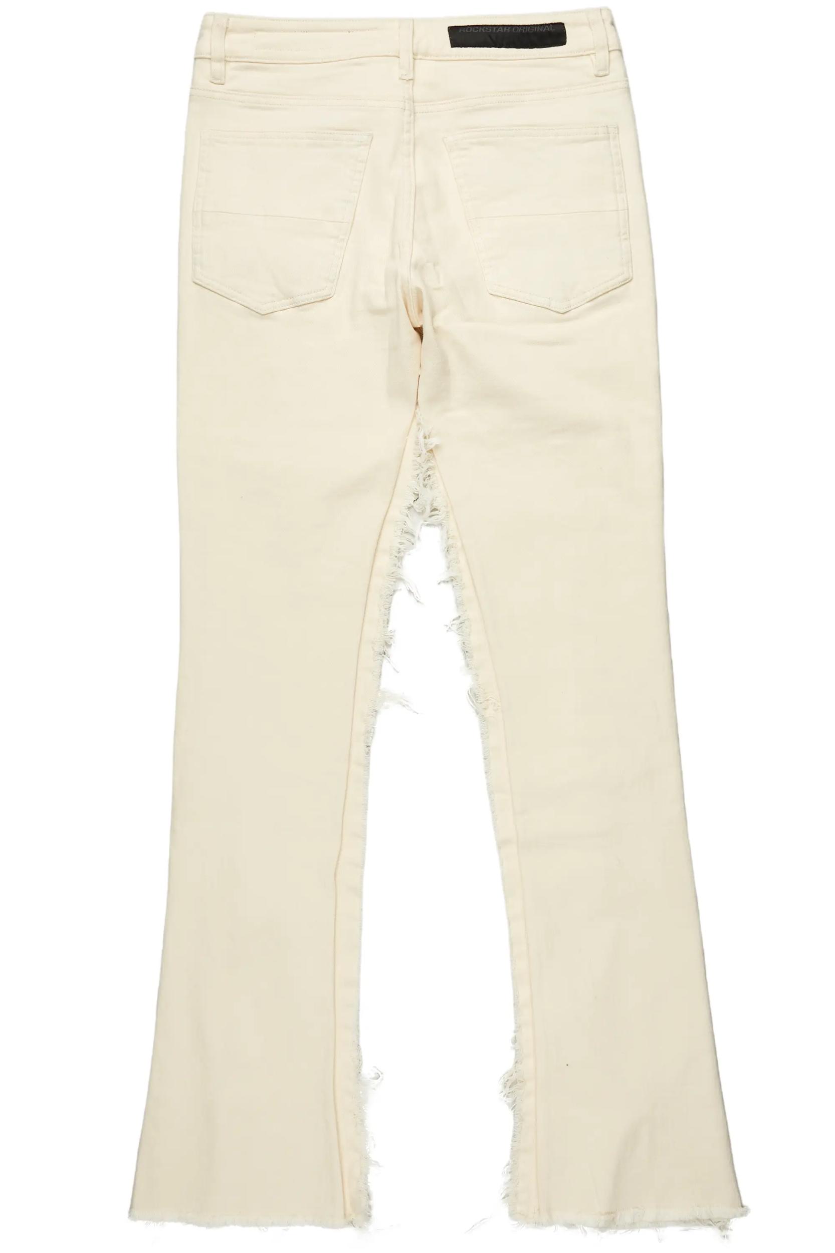 Rhys Beige Patchwork Stacked Flare Jean Male Product Image