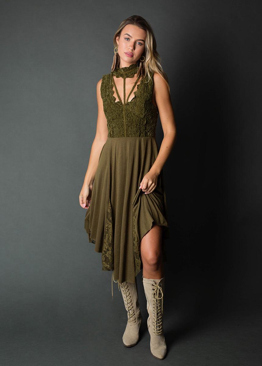 Layana Dress in Olive Female Product Image