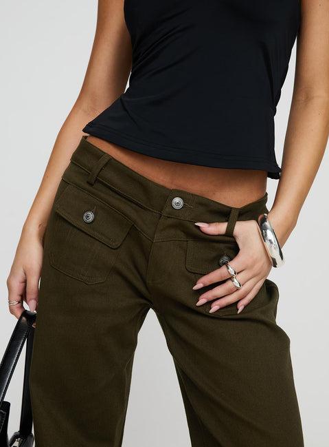 Benicale Low Rise Cargo Pants Olive Product Image