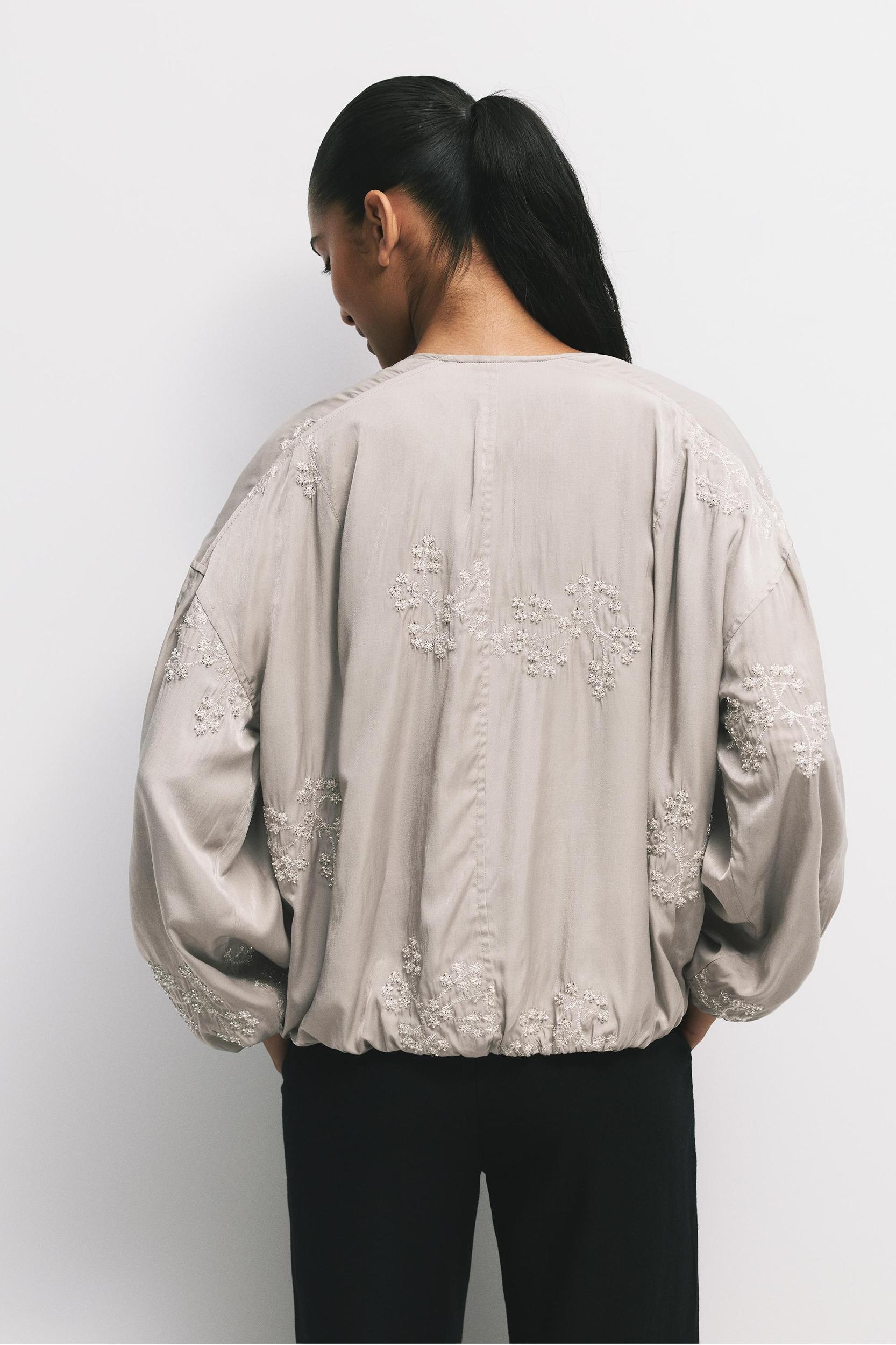 Bomber jacket with floral embroidery Product Image